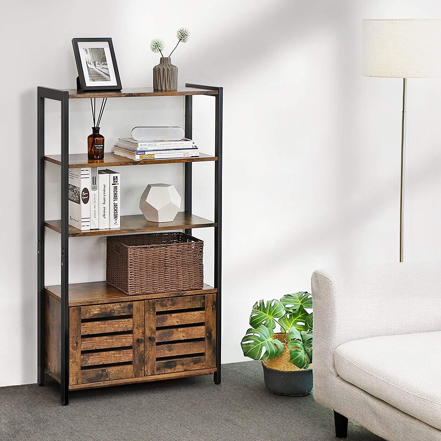 Szafa Regal MEBLIVA Mino Rustykalny Brąz 70 x 30 x 121.5 cm