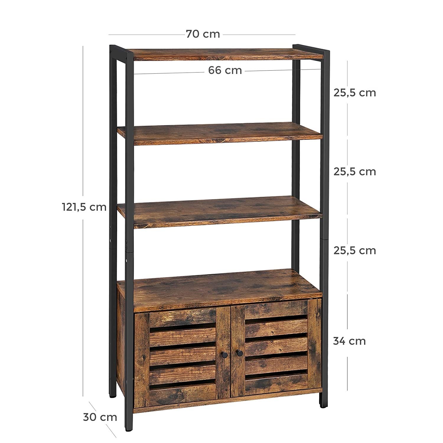 Szafa Regal MEBLIVA Mino Rustykalny Brąz 70 x 30 x 121.5 cm