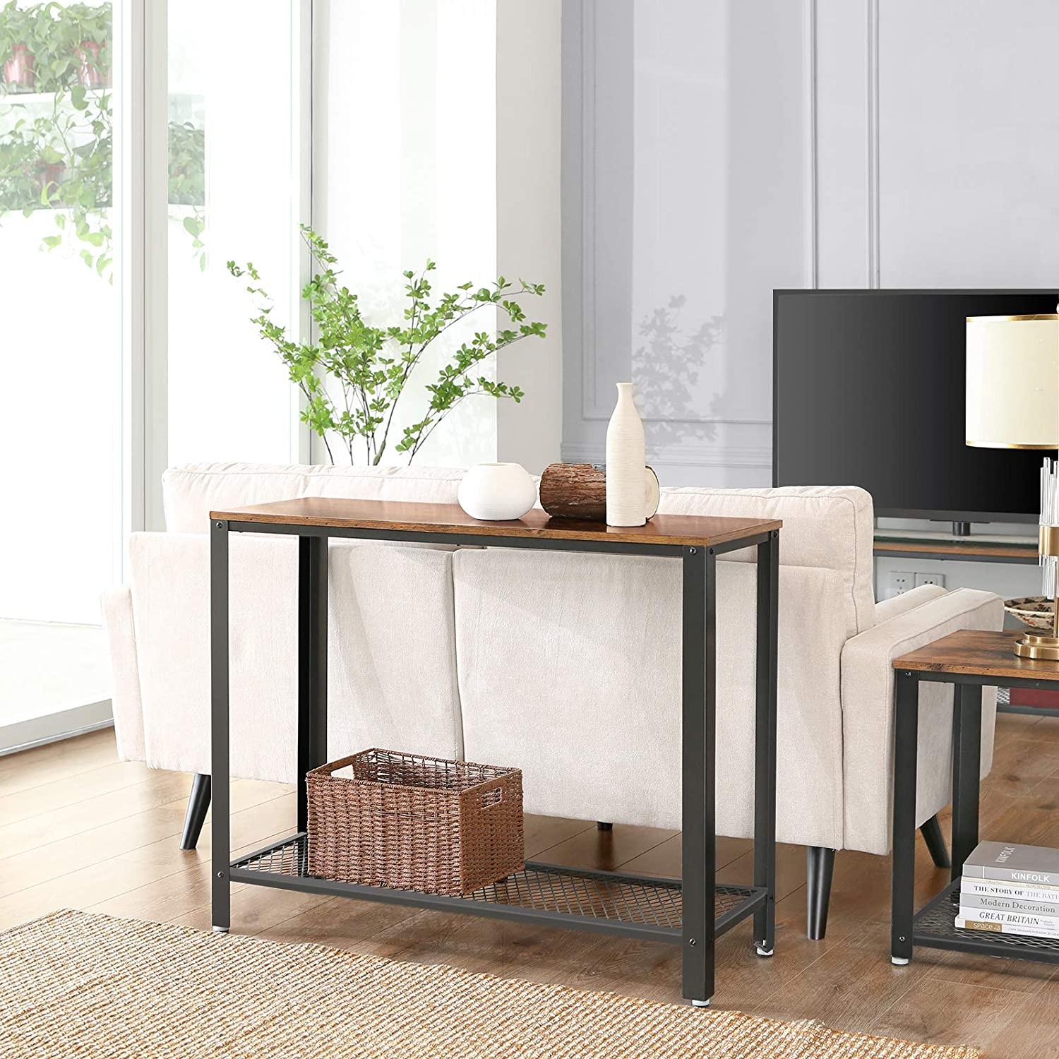Konsola Salonowa LNT80X Rustykalny Brąz 101.5 x 35 x 80 cm