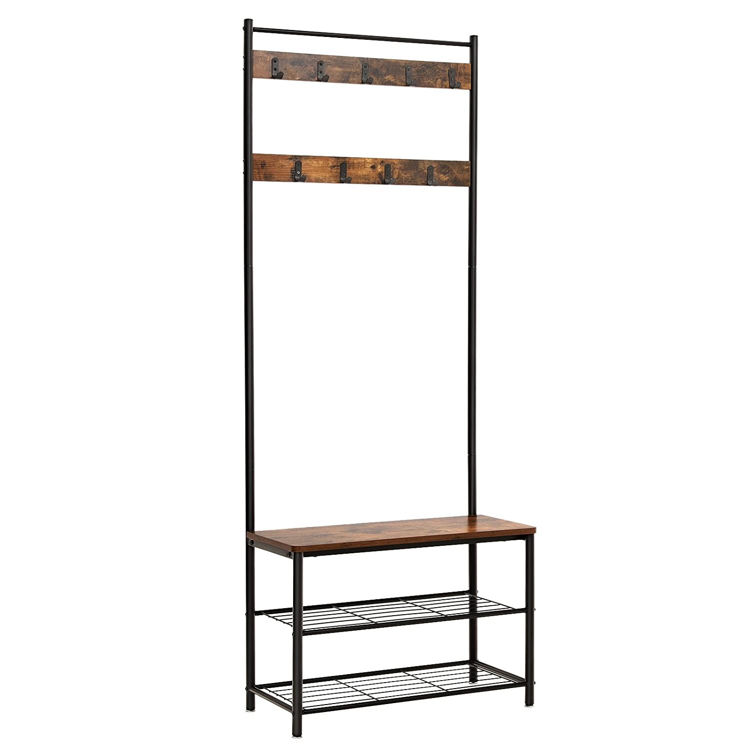 Wieszak Na Ubrania Rustykalny Brąz Płyta MEBLIVA Nemil 70 x 32 x 175 cm