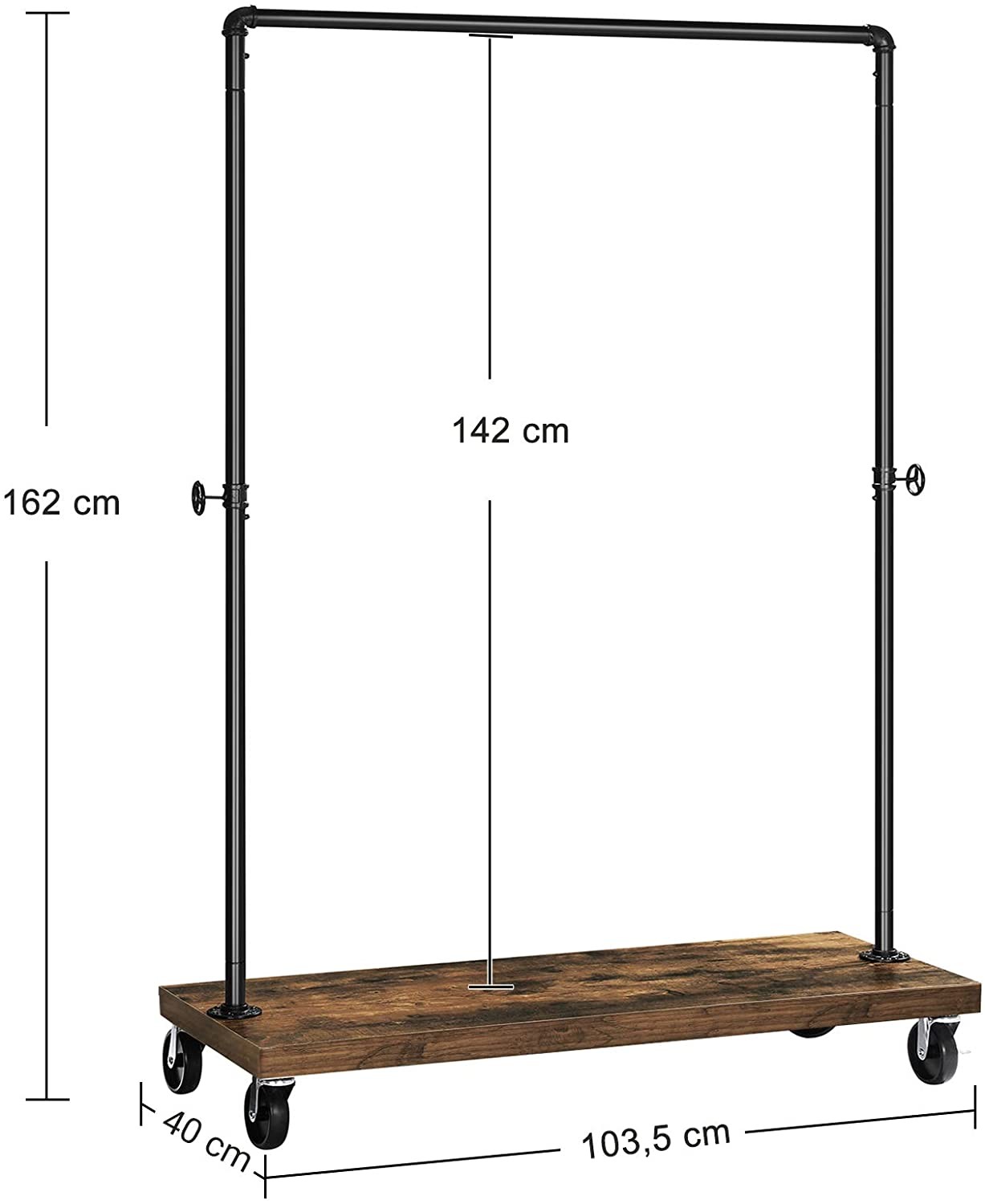 Wieszak Na Ubrania MEBLIVA Nemil Rustykalny Brąz 103.5 x 40 x 162 cm