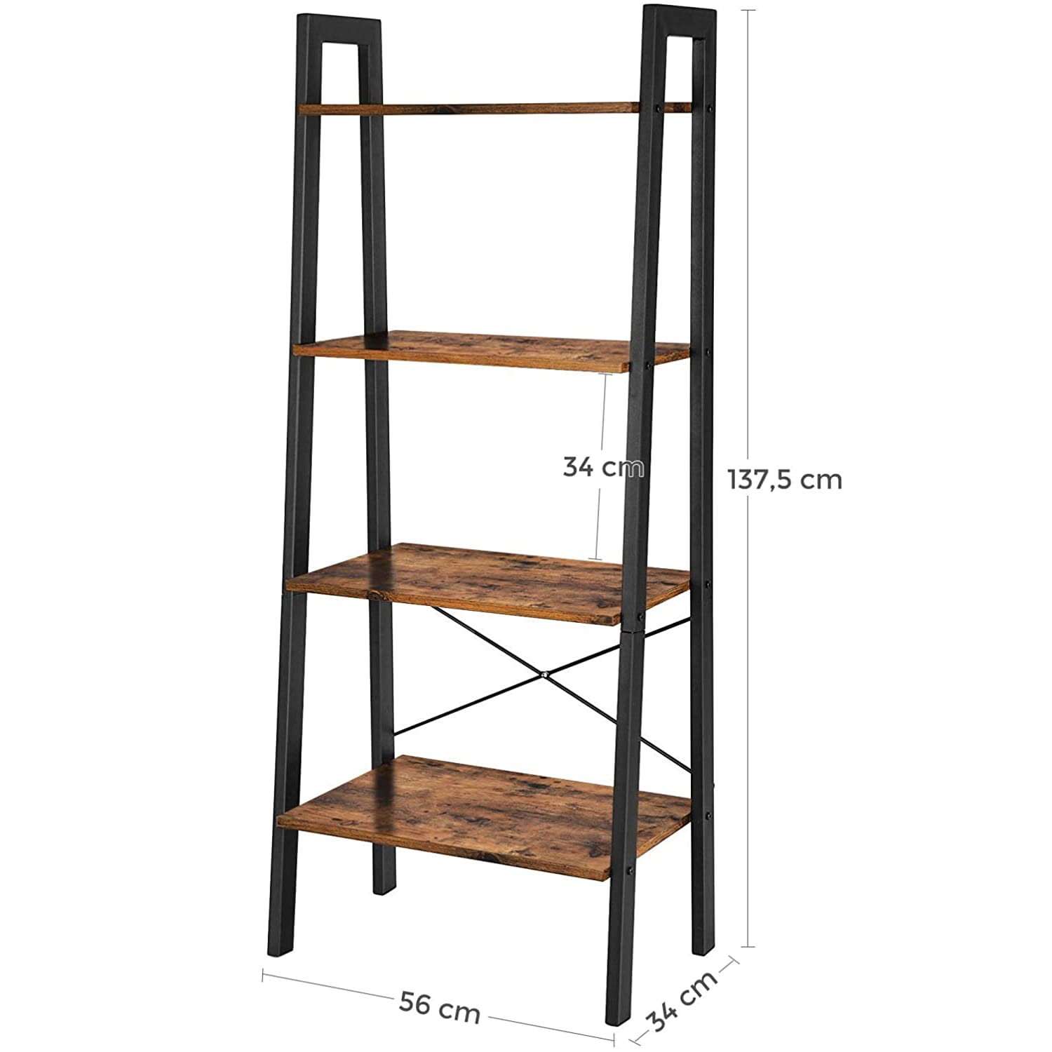 Regał MEBLIVA Clip Rustykalny Brąz Płyta Wiórowa 56 x 34 x 137.5 cm
