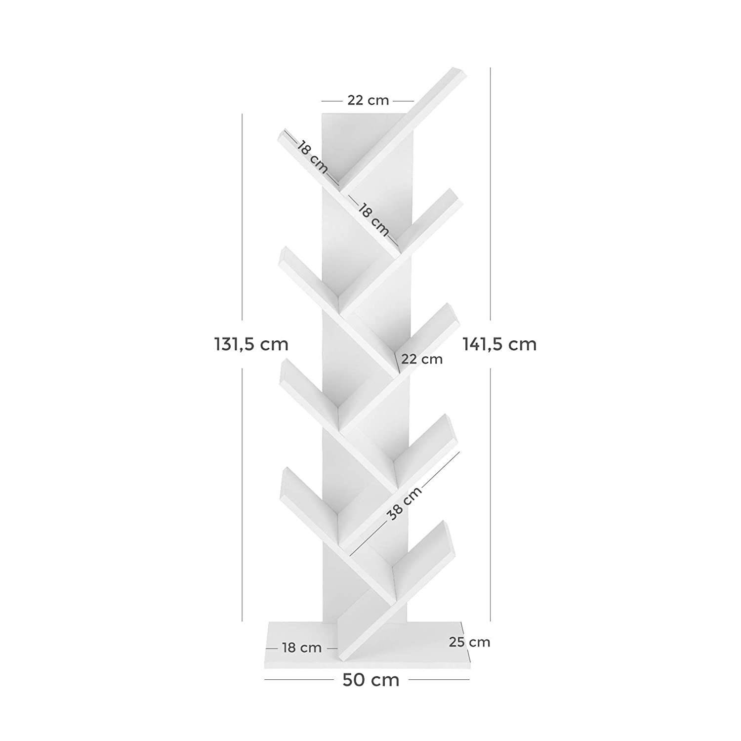 Regał Płyta Wiórowa MEBLIVA Clip 50 x 25 x 141.5 cm - Biały