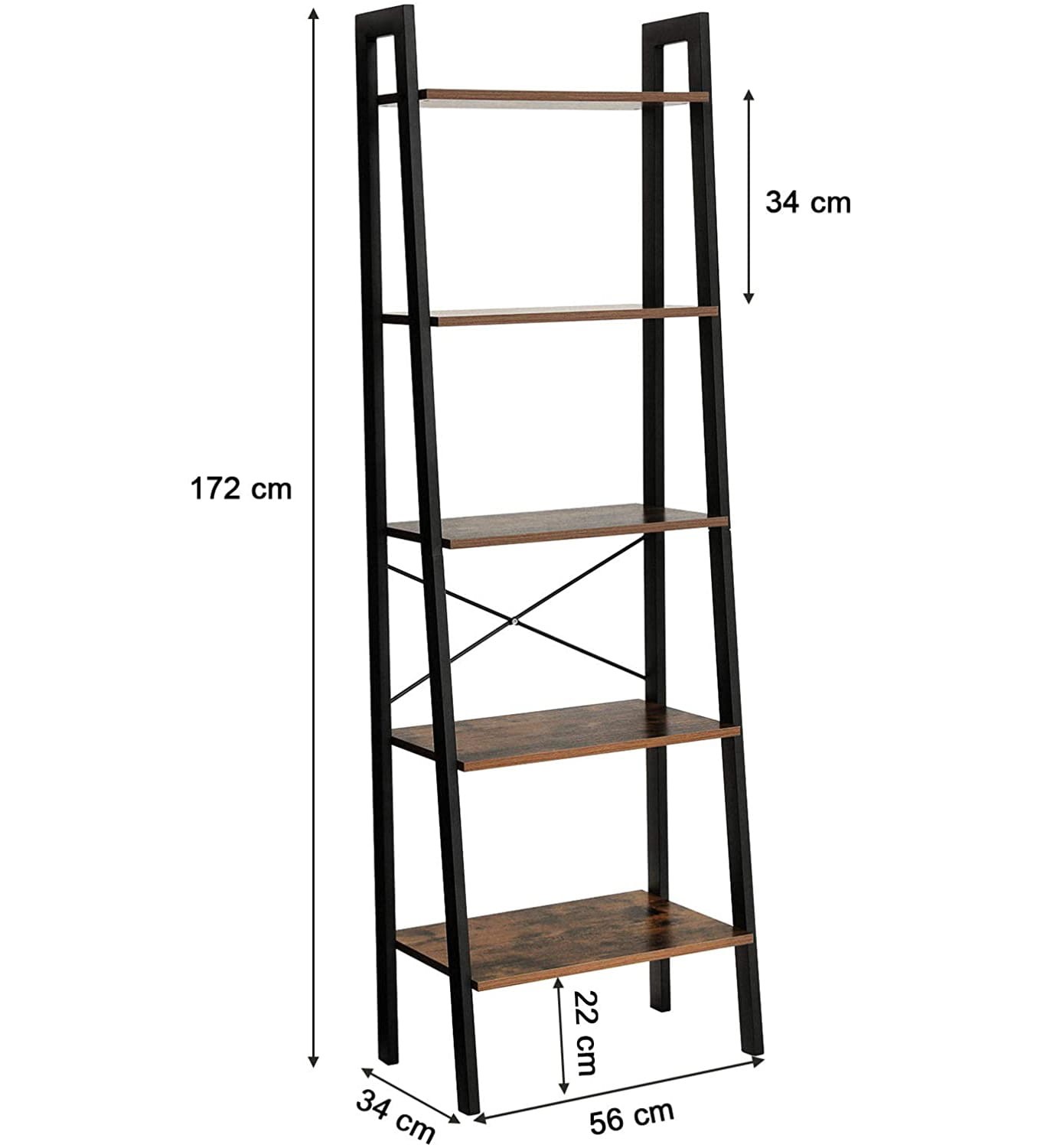 Regał MEBLIVA Clip Rustykalny Brąz 56 x 34 x 172 cm