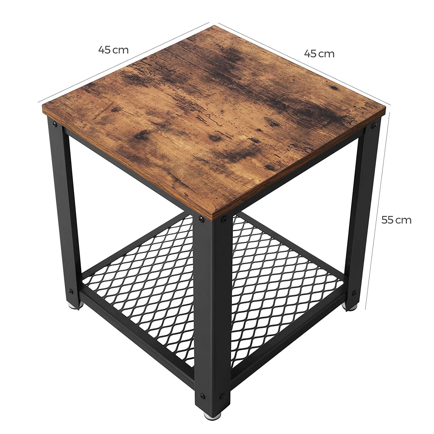 Stolik Nocny MEBLIVA Rift Rustykalny Brąz 45 x 45 x 55 cm