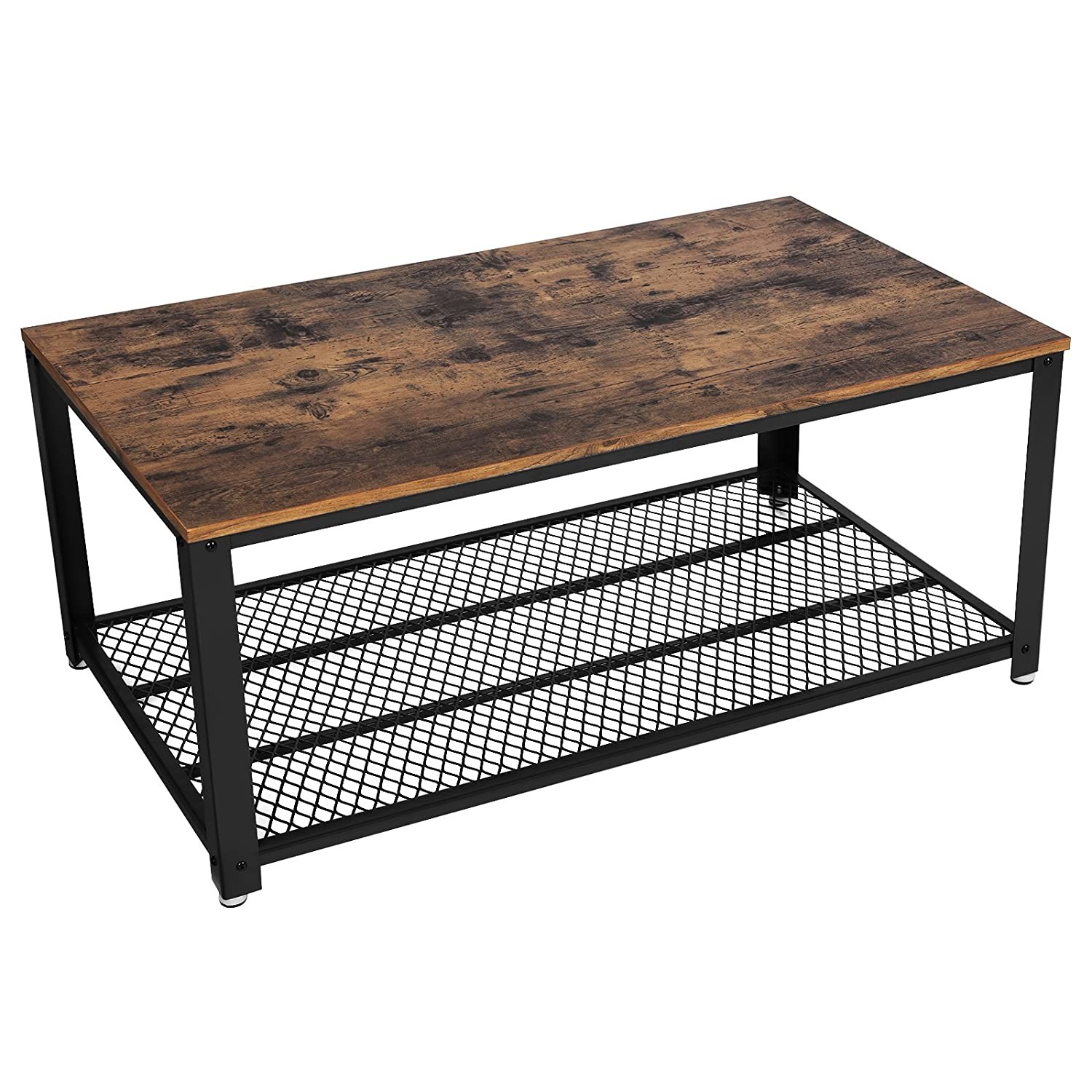 Stolik Rustykalny Brąz SELLTEO Mix 106.2 x 60.2 x 45 cm - Kawowy