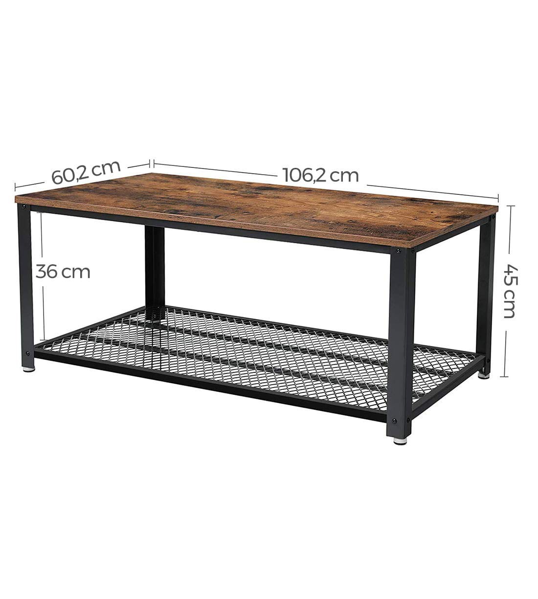 Stolik Rustykalny Brąz SELLTEO Mix 106.2 x 60.2 x 45 cm - Kawowy