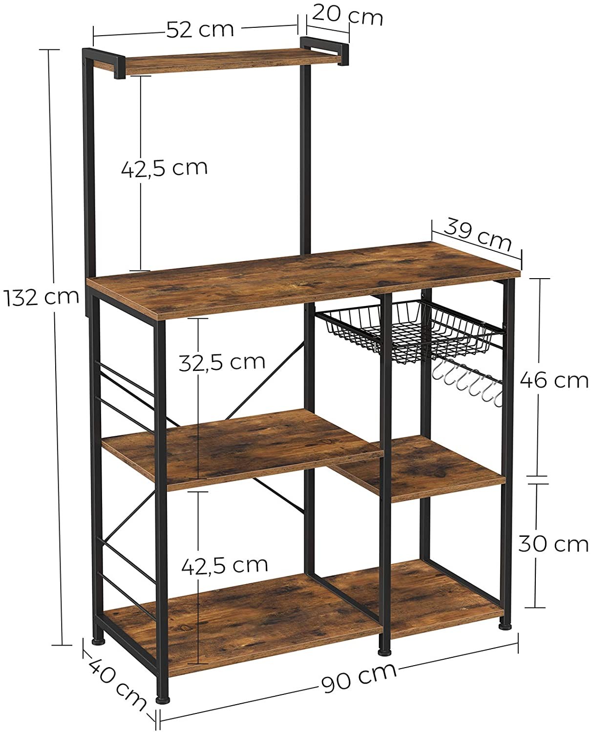 Szafka Kuchenna MEBLIVA Ancona Rustykalny Brąz 90 x 40 x 132 cm