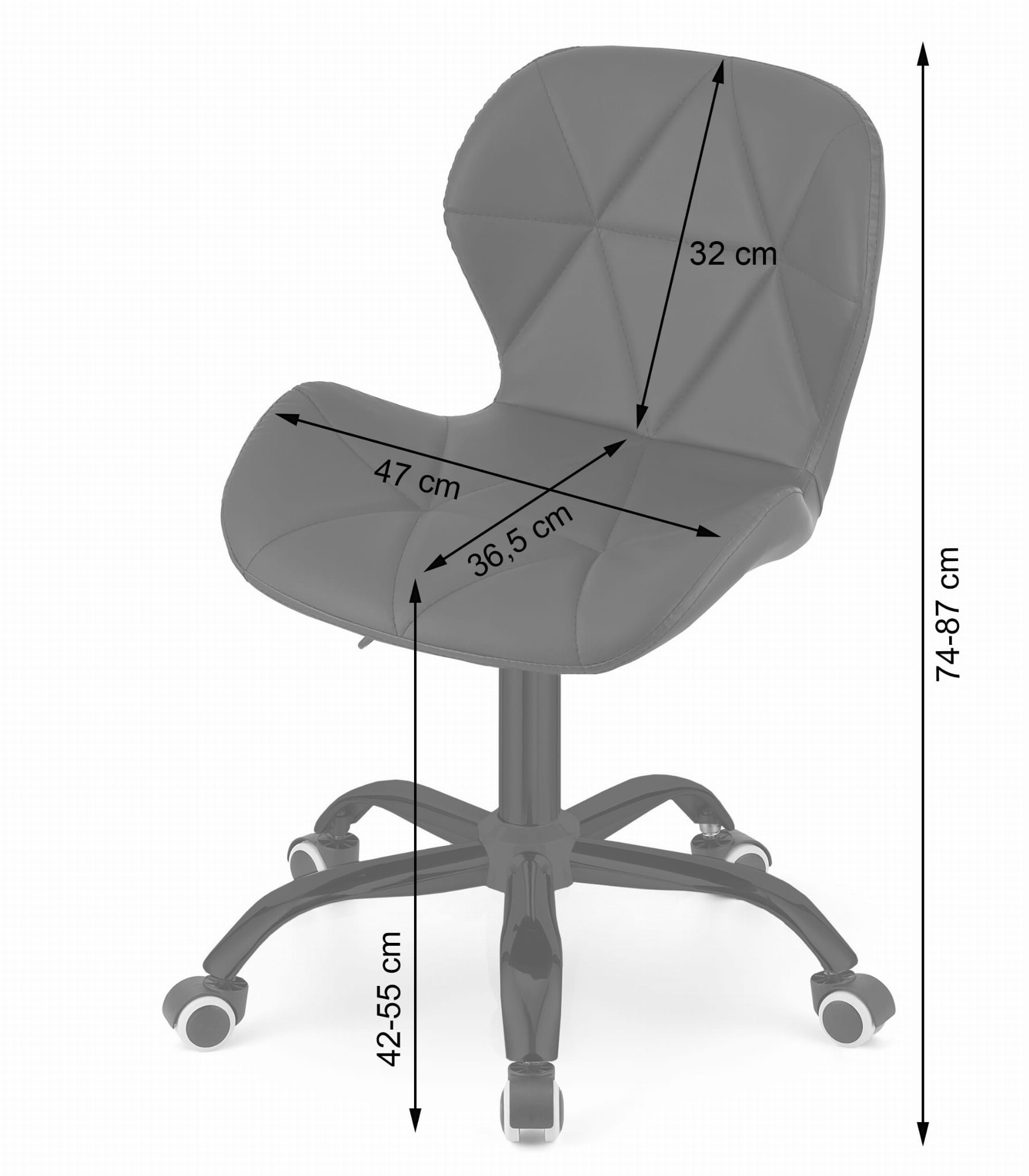 Krzesło Obrotowe MEBLIVA True Z Ekoskóry 53.5 x 57 x 87 cm - Czarne