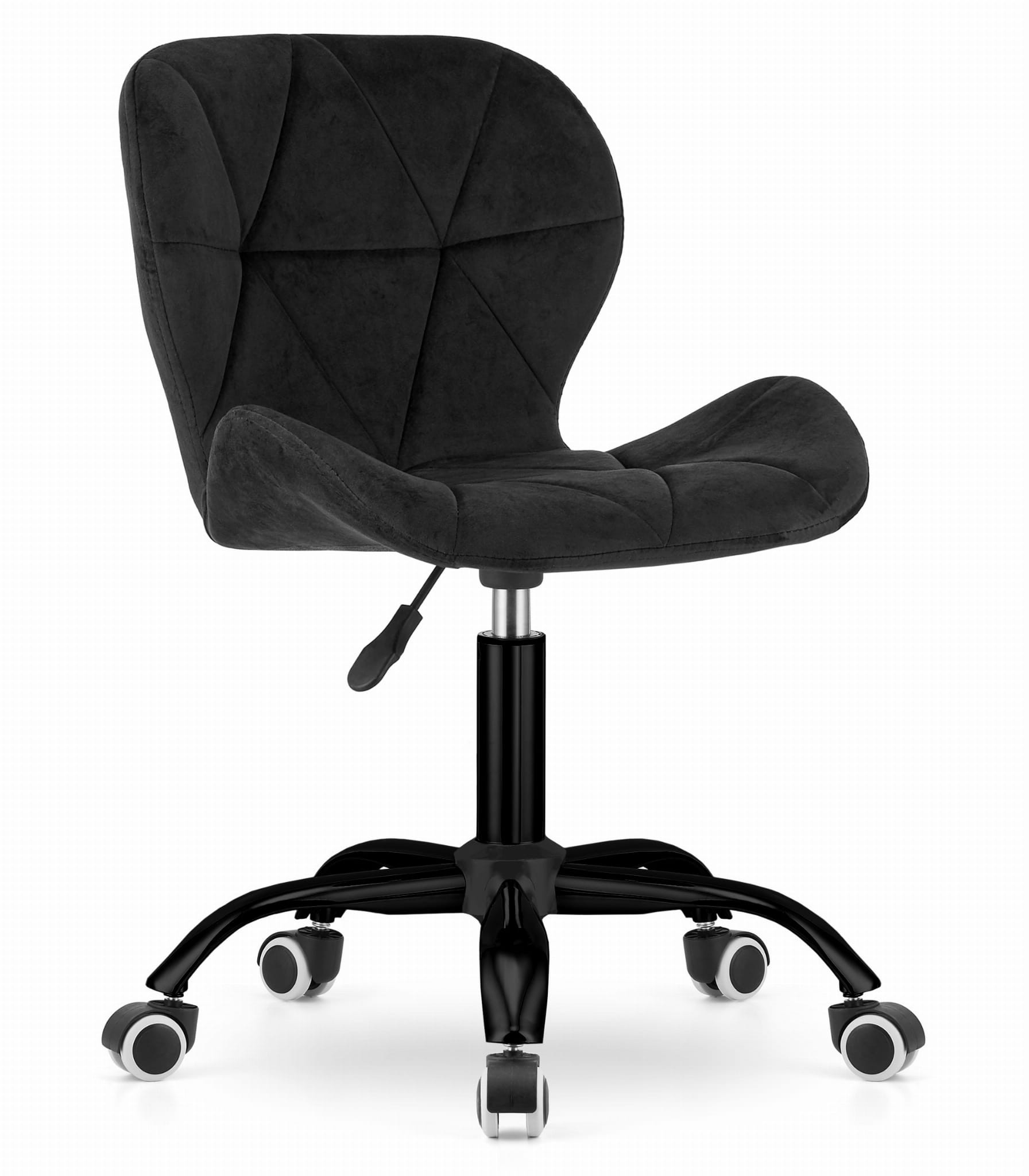 Krzesło Obrotowe Welurowe MEBLIVA True 53.5 x 57.5 x 86 cm - Czarne