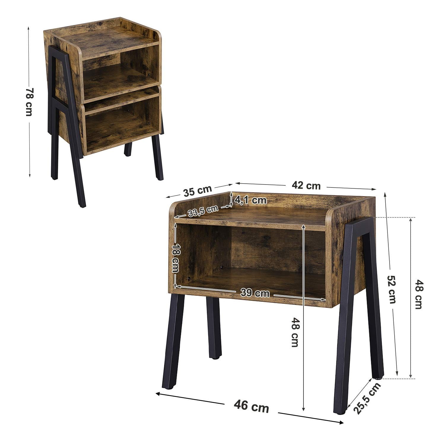 Stolik Szafka MEBLIVA Lilso Rustykalny Brąz 46 x 35 x 52 cm