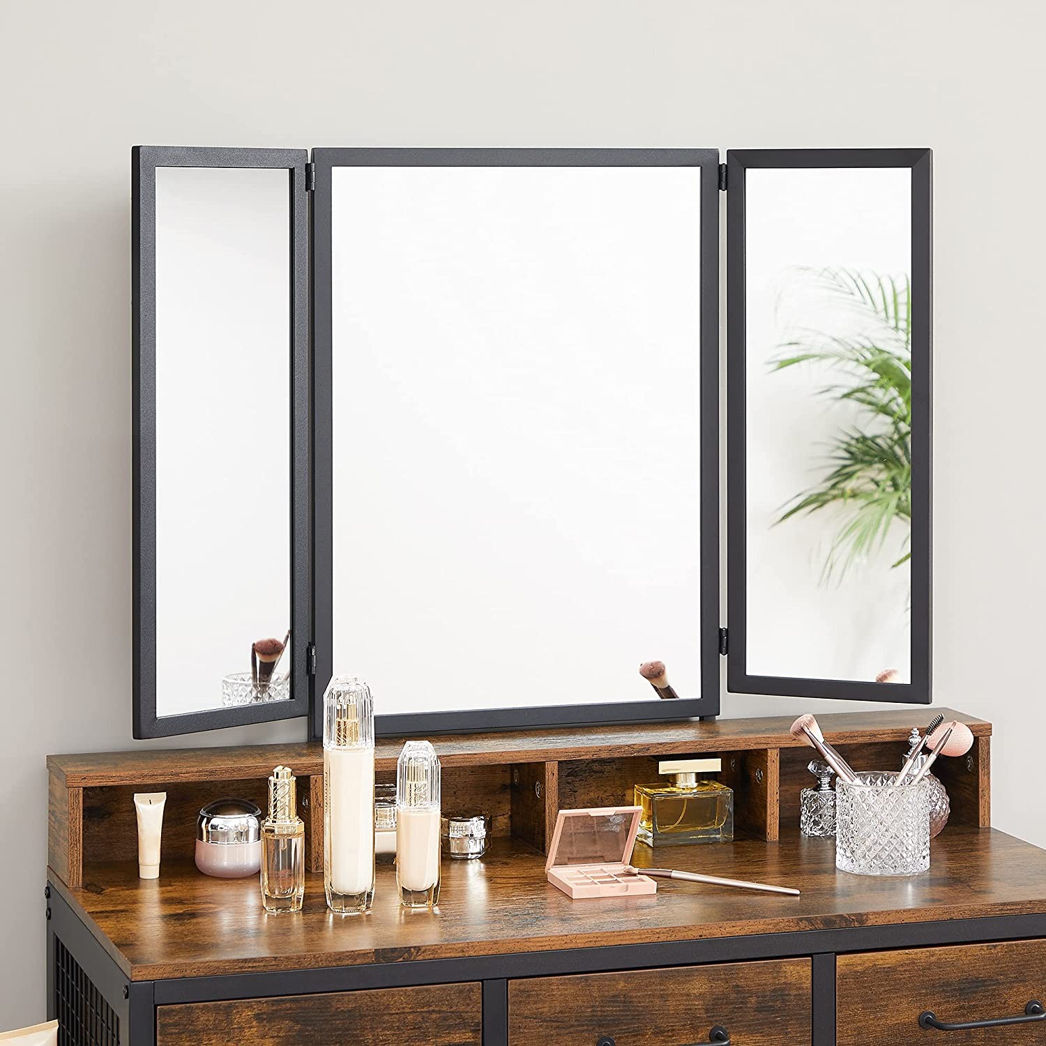 Toaletka Drewniana Z Lustrem Rustykalny Brąz 90 x 40 x 141 cm