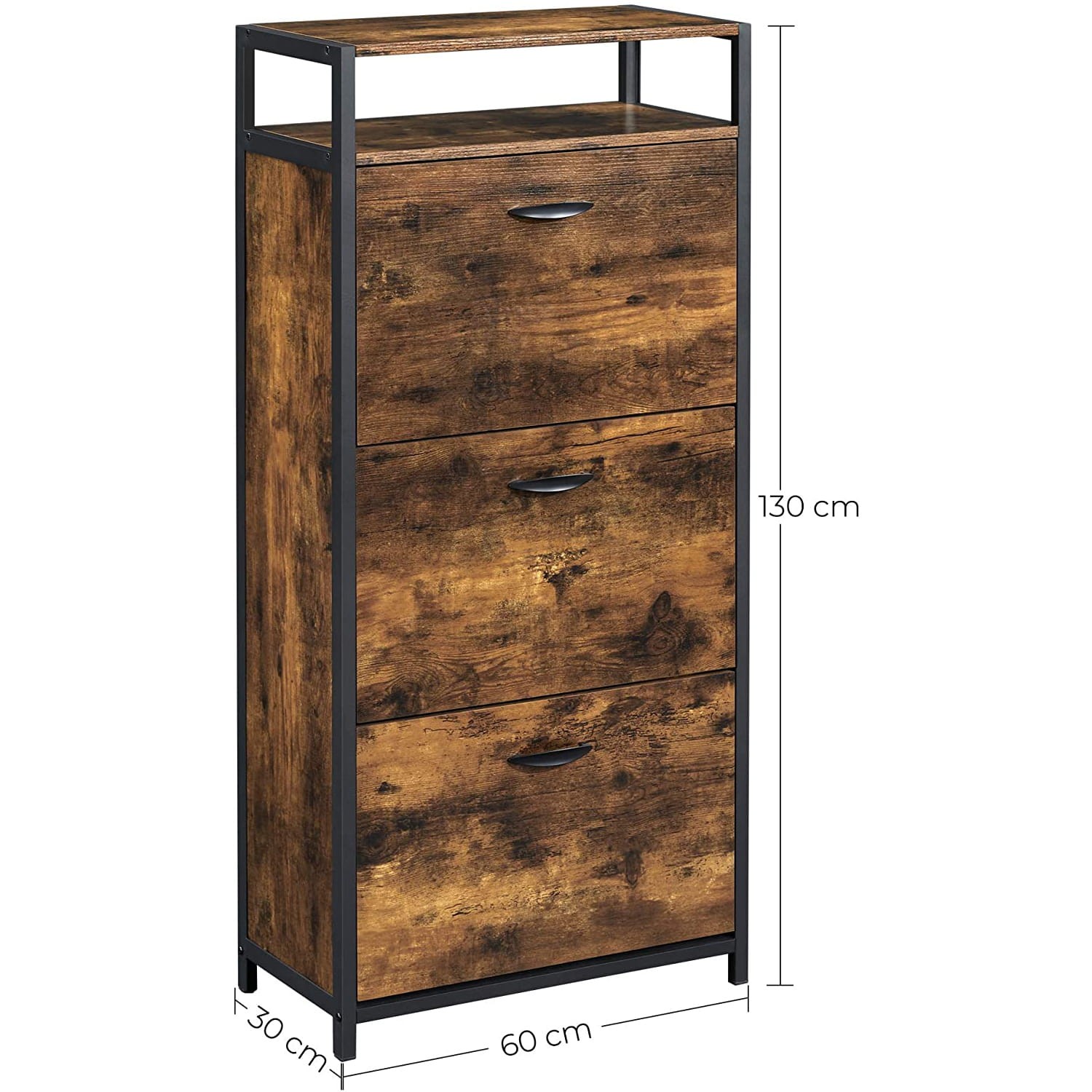 Szafka Na Buty MEBLIVA Sudi Z Płyty Wiórowej Rustykalny Brąz 60 x 30 x 130
