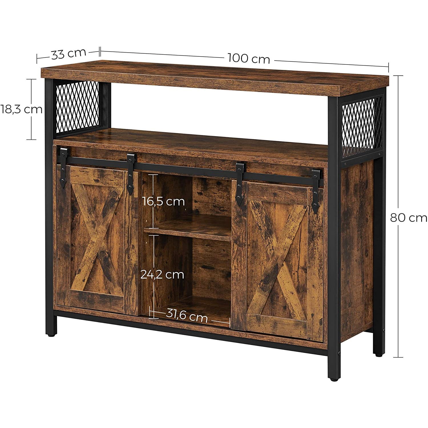 Komoda MEBLIVA Lead Rustykalny Brąz 100 x 33 x 80 cm