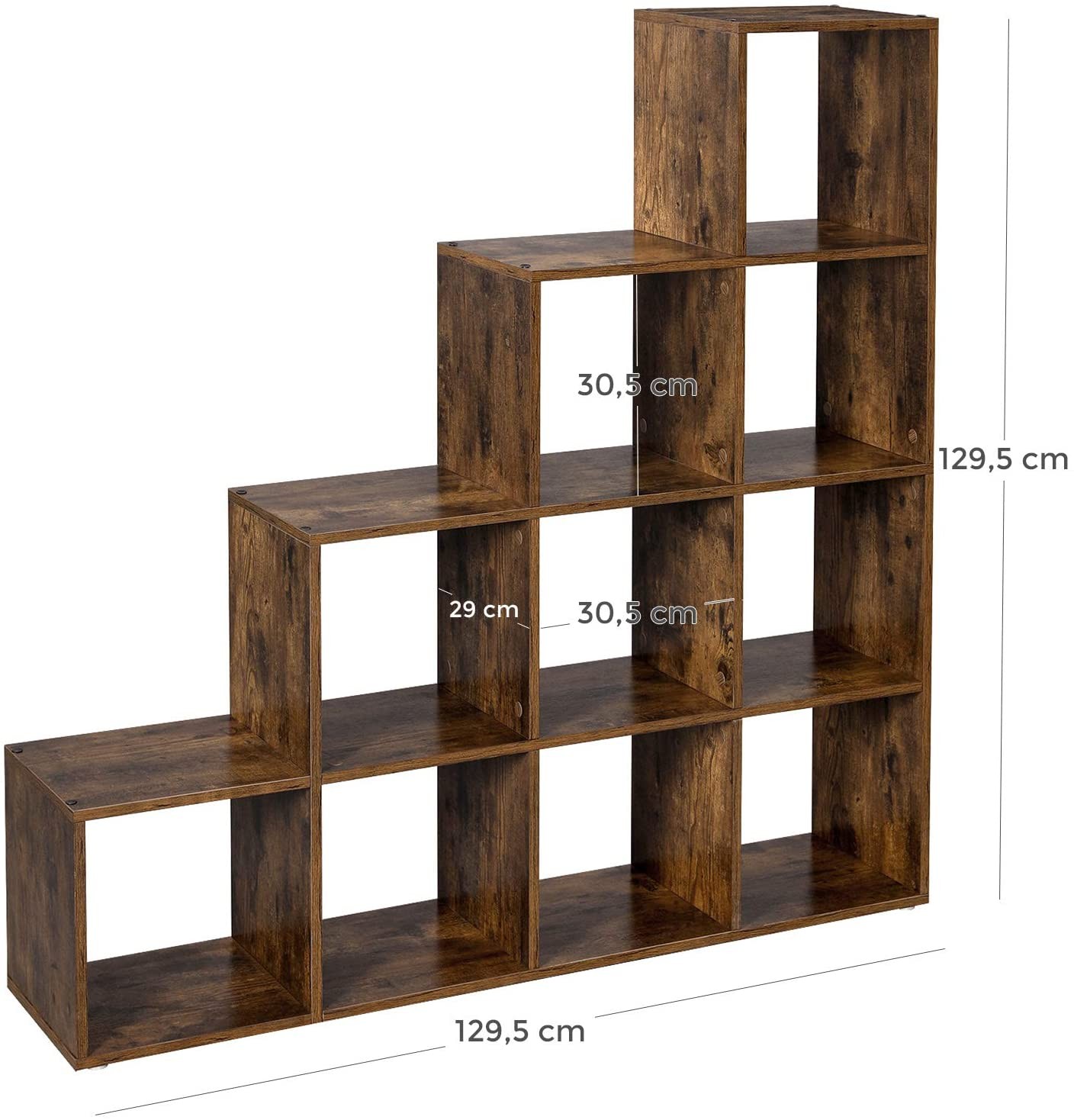 Regał MEBLIVA Dimo Rustykalny Brąz 129.5 x 29 x 129.5 cm