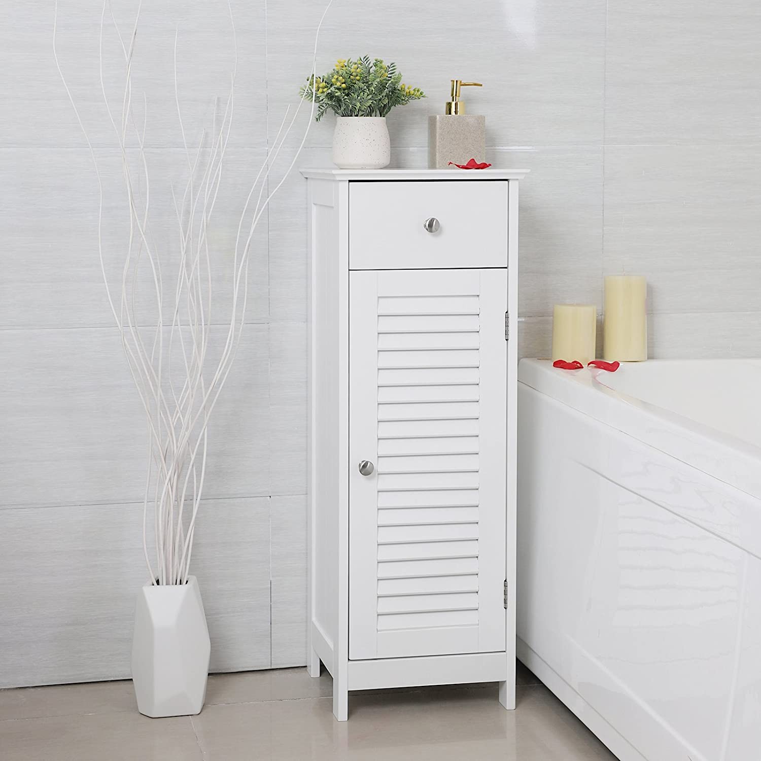 Szafka Łazienkowa MEBLIVA Mono MDF 32 x 30 x 87 cm - Biała
