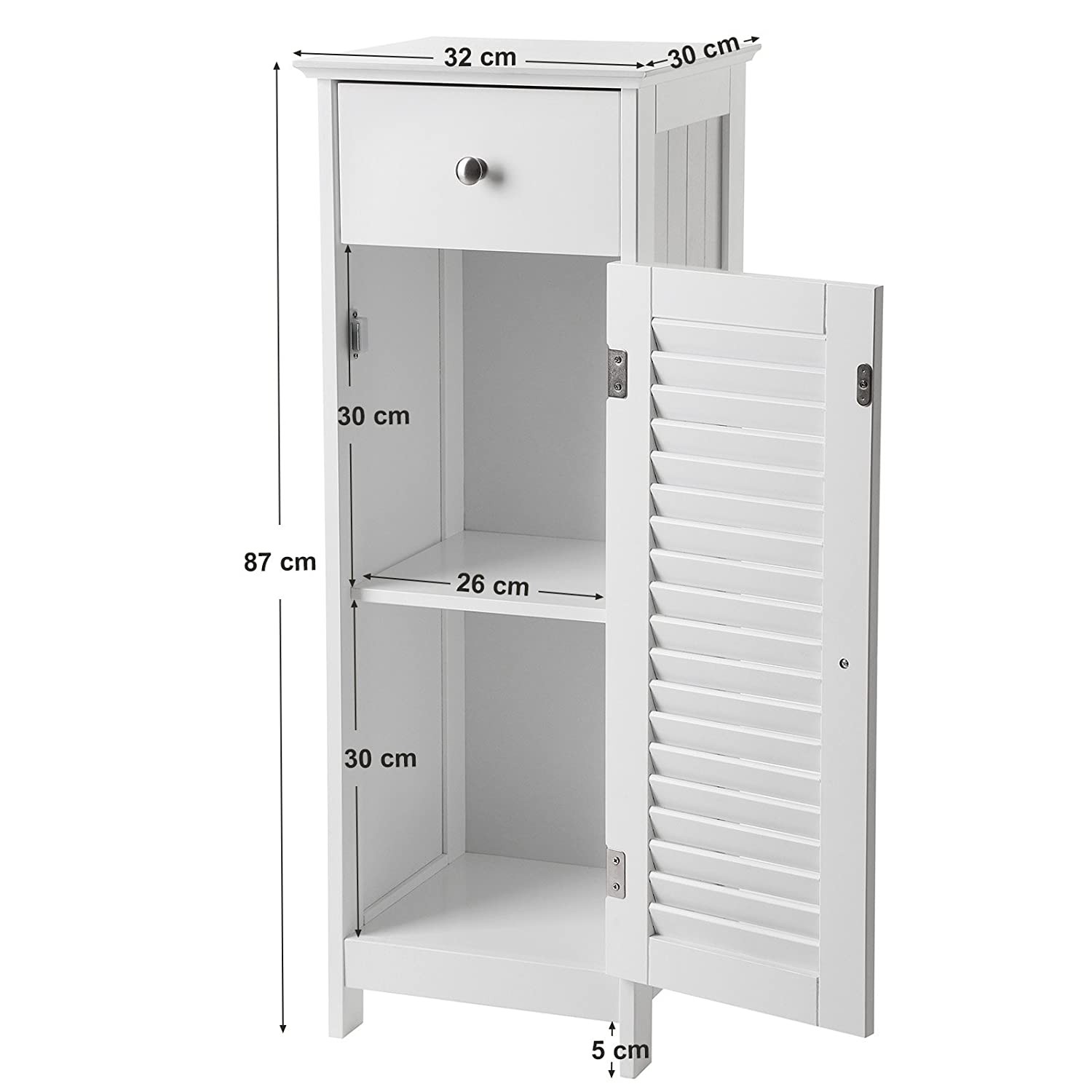 Szafka Łazienkowa MEBLIVA Mono MDF 32 x 30 x 87 cm - Biała