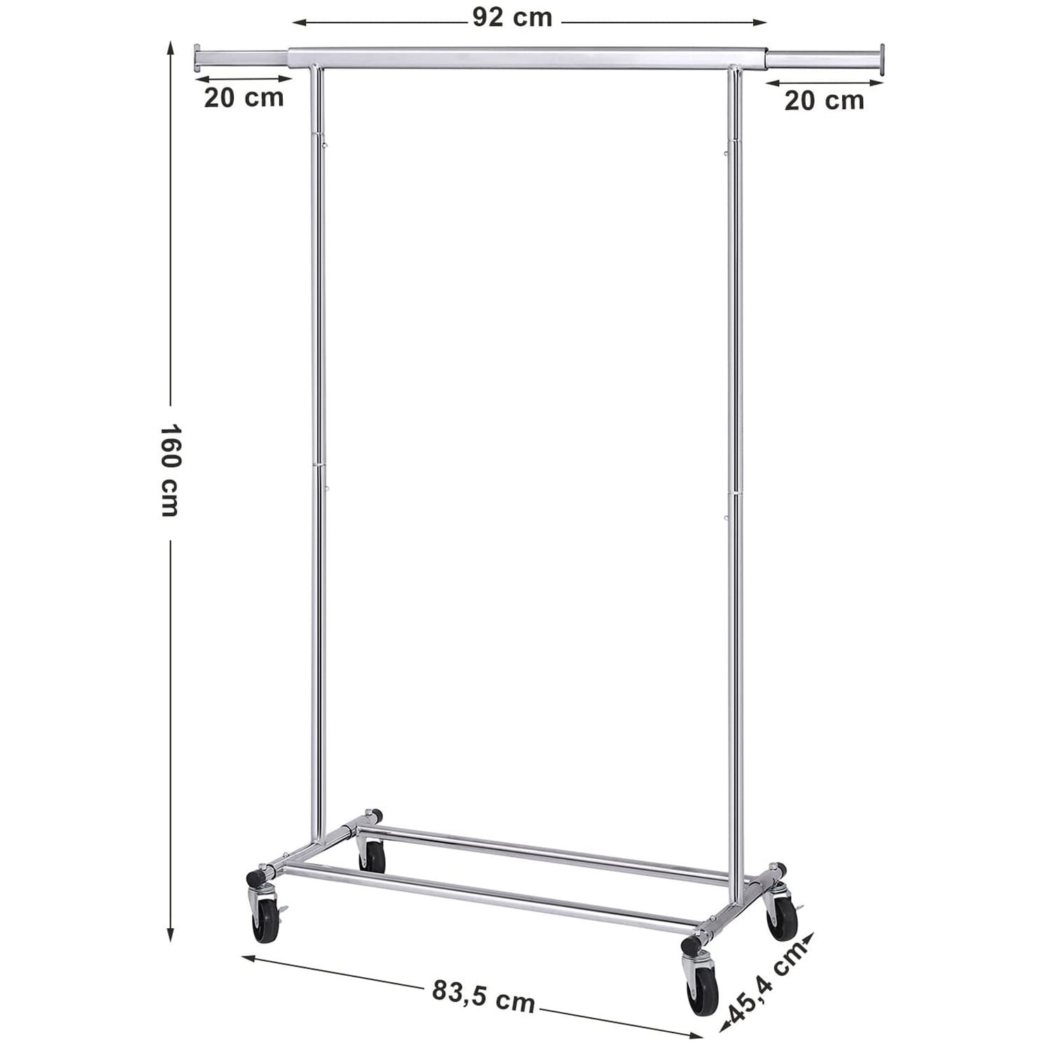 Wieszak Na Ubrania MEBLIVA Nemil 132 x 45.4 x 160 cm - Srebrny