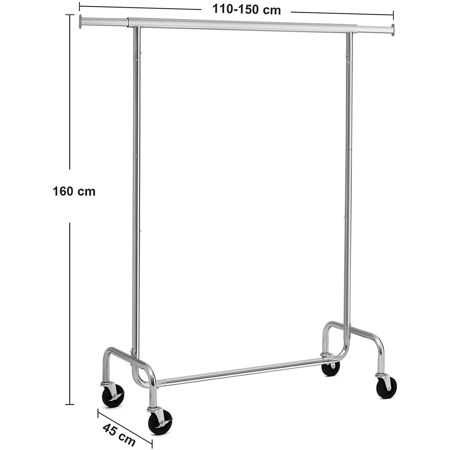 Wieszak Na Ubrania Chromowany MEBLIVA Nemil 150 x 45 x 160 cm - Srebrny