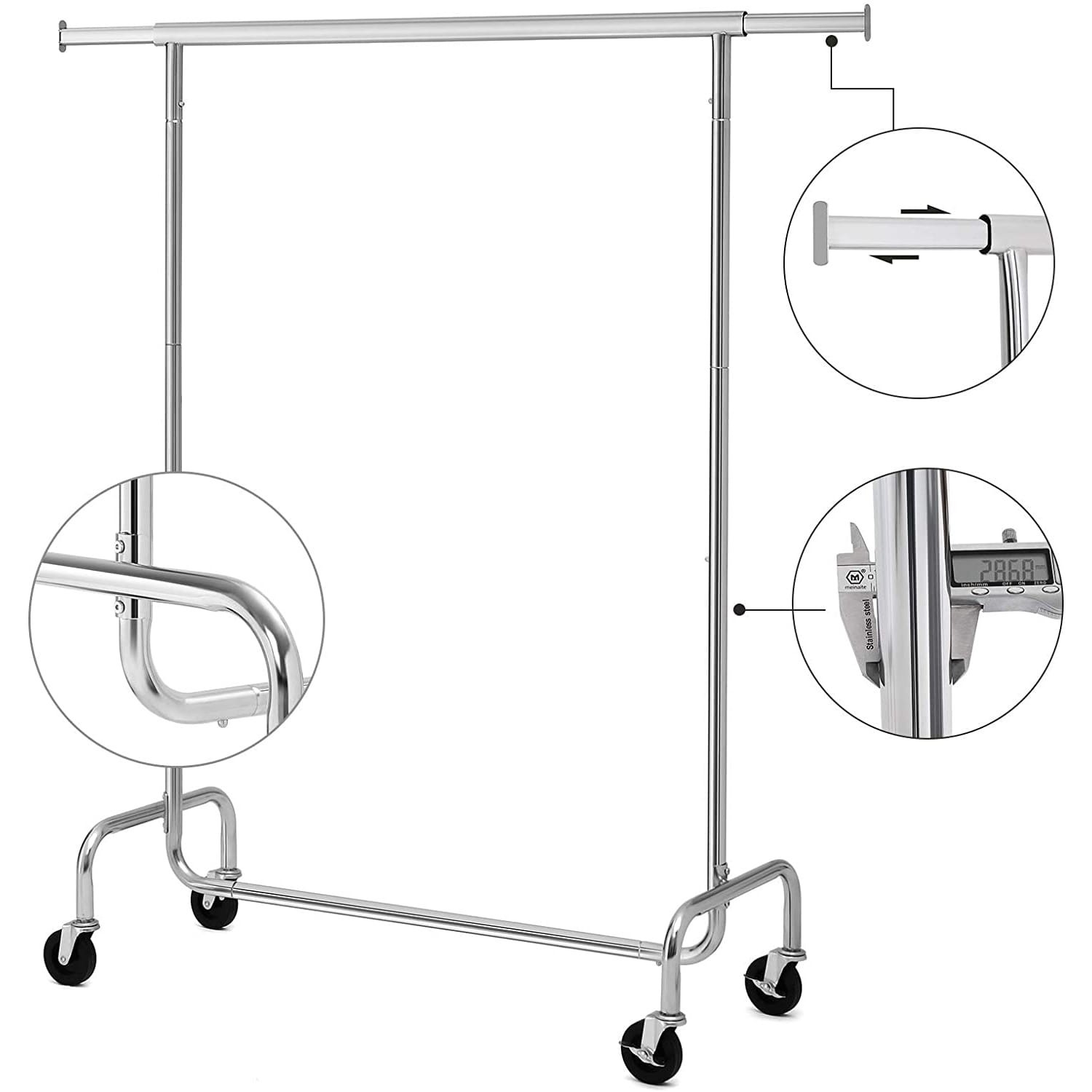 Wieszak Na Ubrania Chromowany MEBLIVA Nemil 150 x 45 x 160 cm - Srebrny
