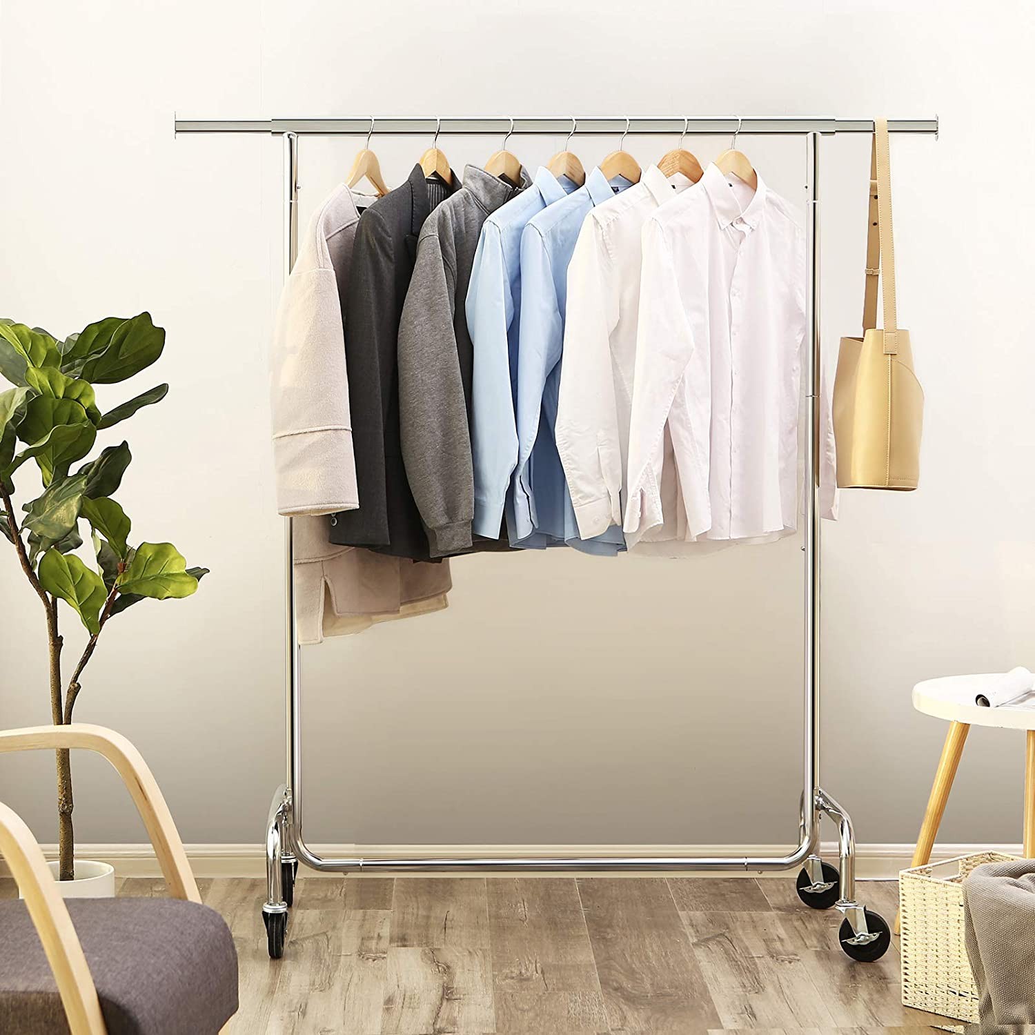 Wieszak Na Ubrania Chromowany MEBLIVA Nemil 150 x 45 x 160 cm - Srebrny
