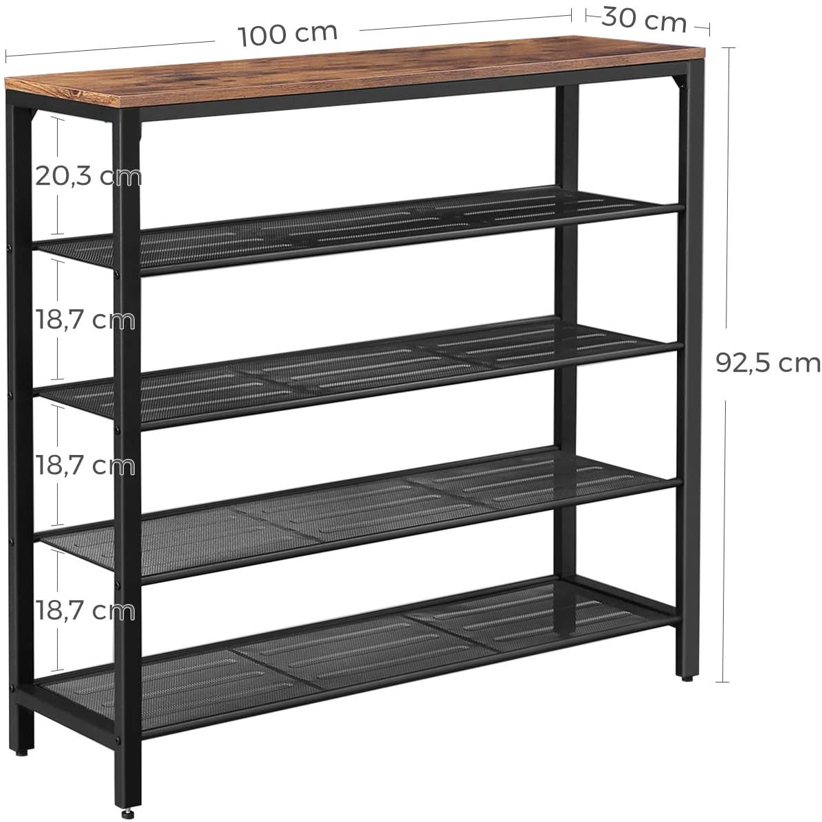 Szafka Na Buty MEBLIVA Sudi Rustykalny Brąz 100 x 30 x 92.5 cm
