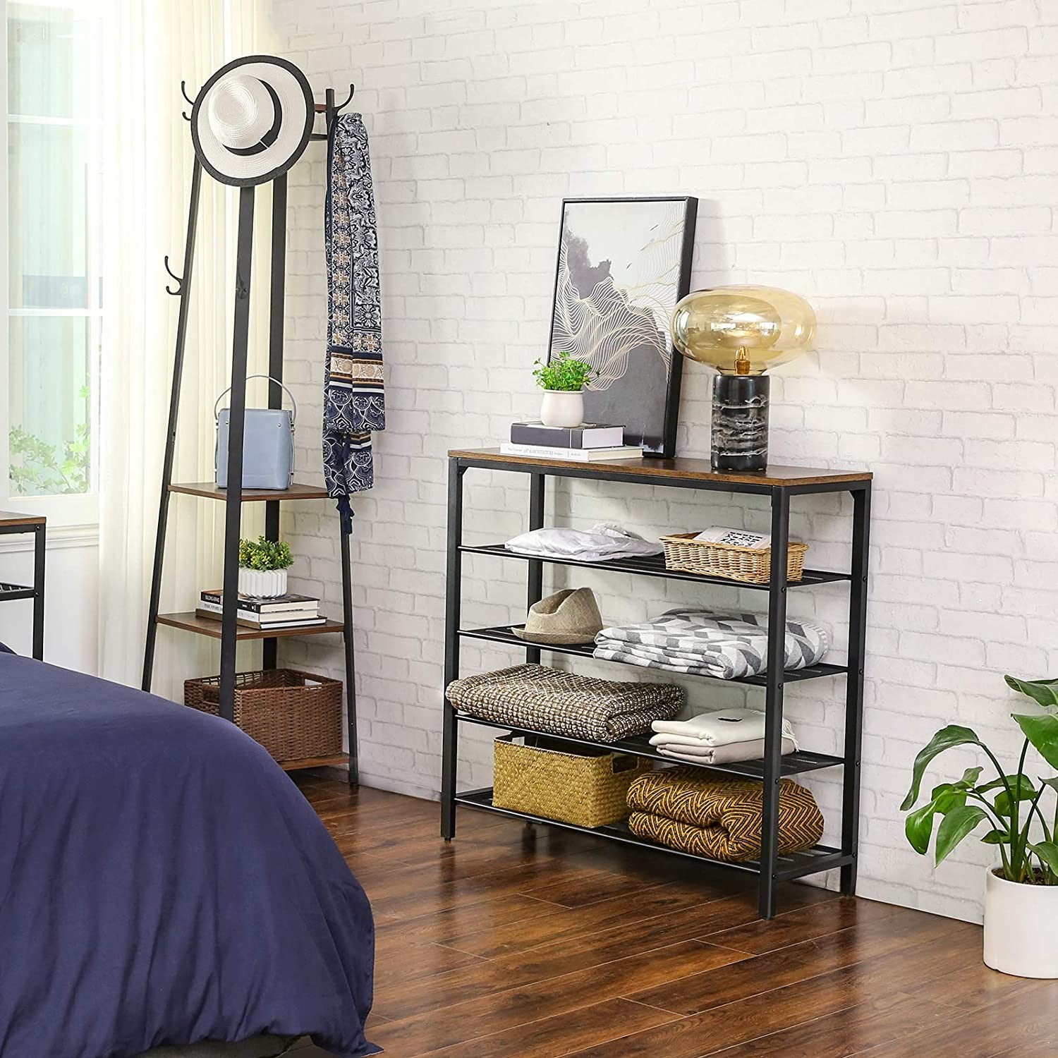 Szafka Na Buty MEBLIVA Sudi Rustykalny Brąz 100 x 30 x 92.5 cm