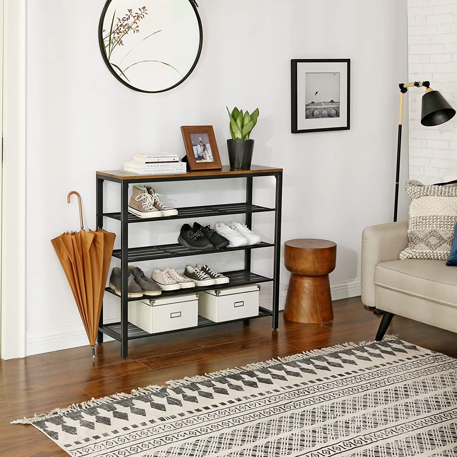 Szafka Na Buty MEBLIVA Sudi Rustykalny Brąz 100 x 30 x 92.5 cm