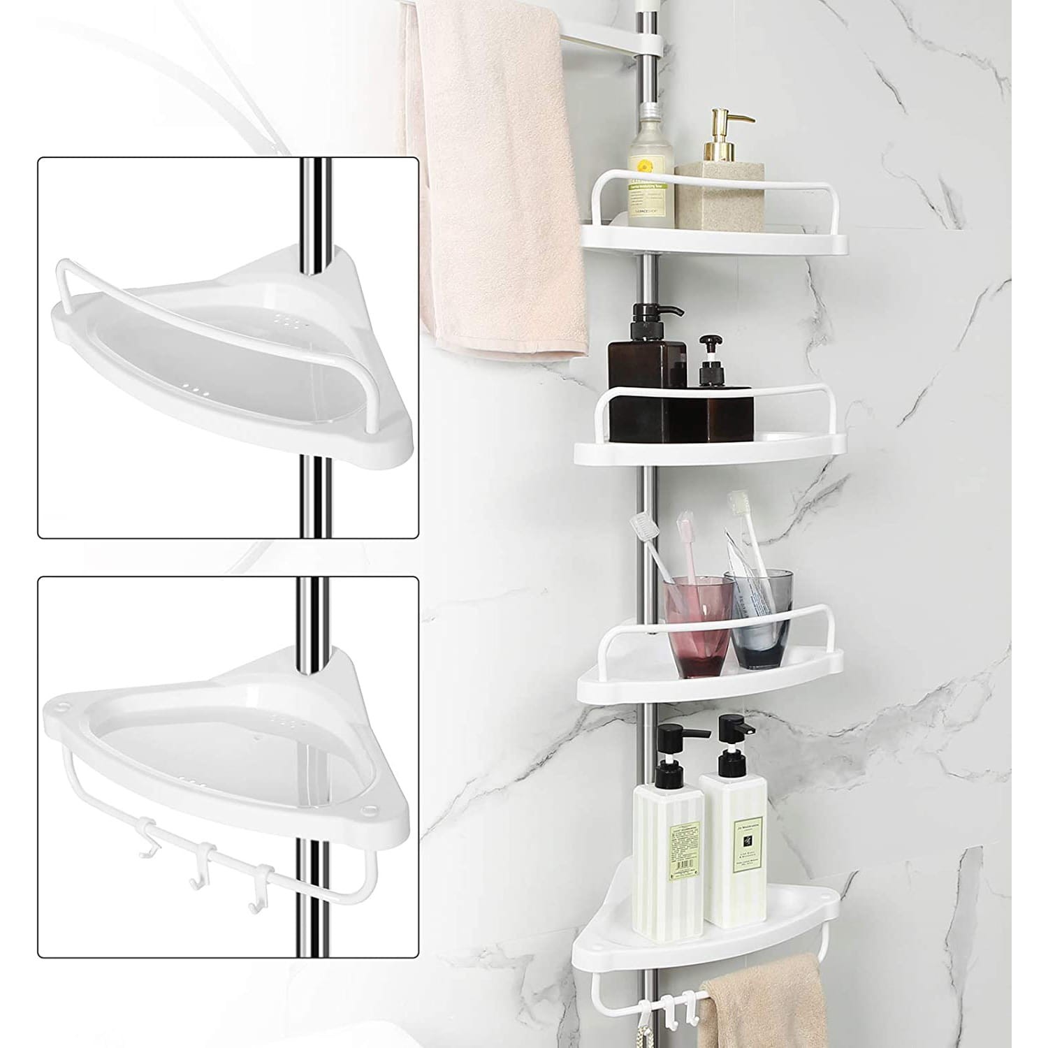 Szafka Łazienkowa MEBLIVA Mudil Stal Nierdzewna 89 x 28 x 8 cm - Biała