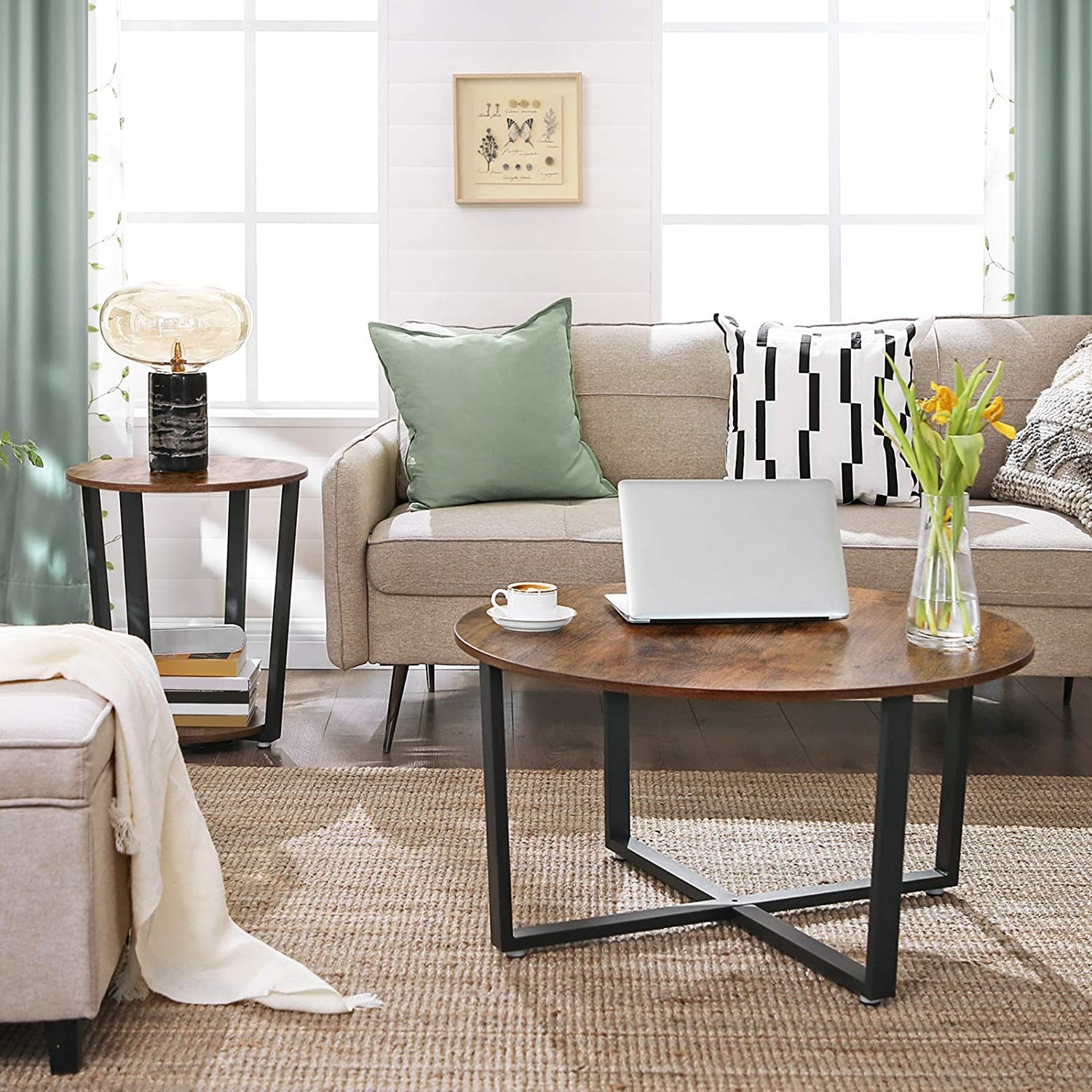 Stolik Kawowy MEBLIVA Cuenca Brązowy 50 x 50 x 57 cm