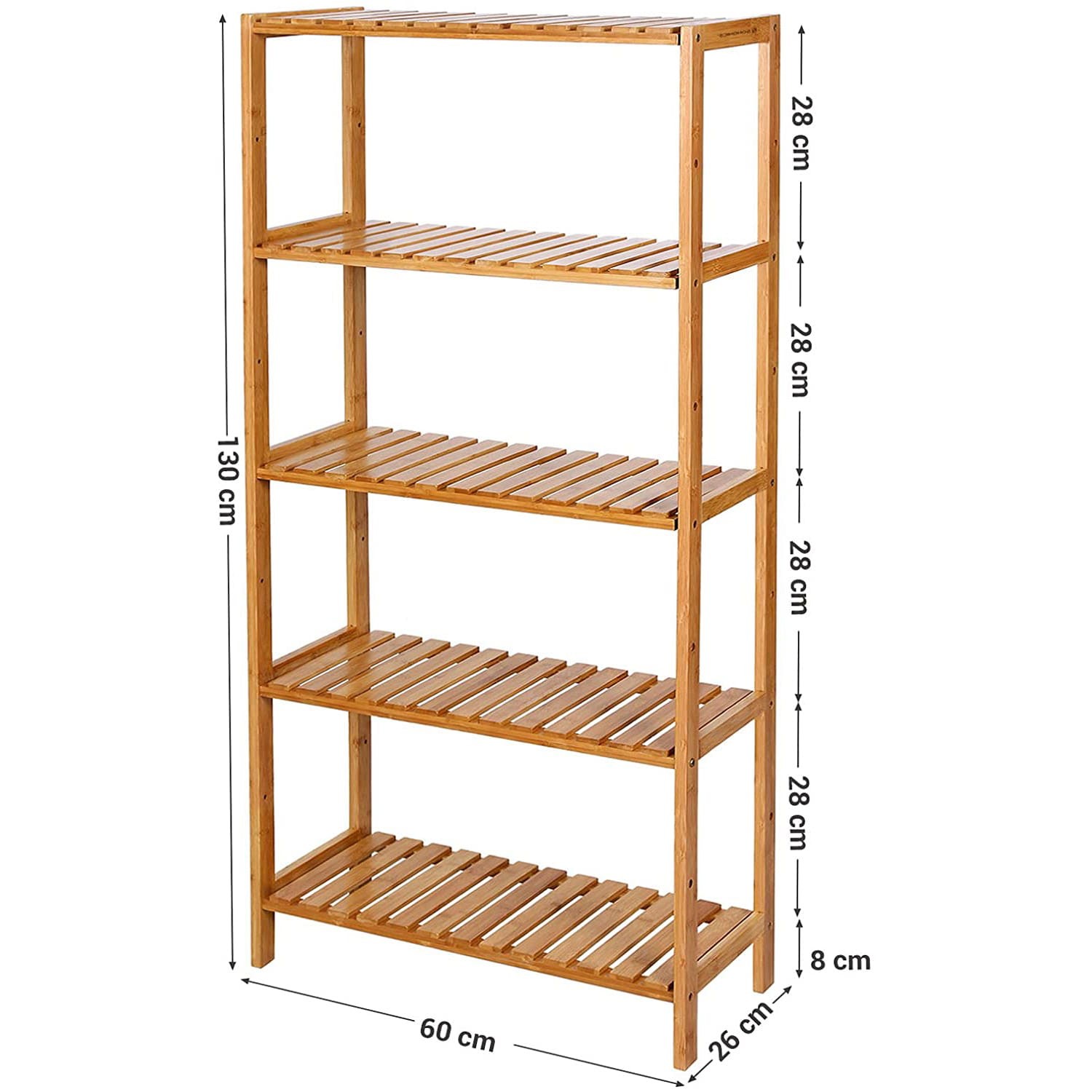 Regał Łazienkowy MEBLIVA Reni Bambus Naturalny 60 x 26 x 130 cm
