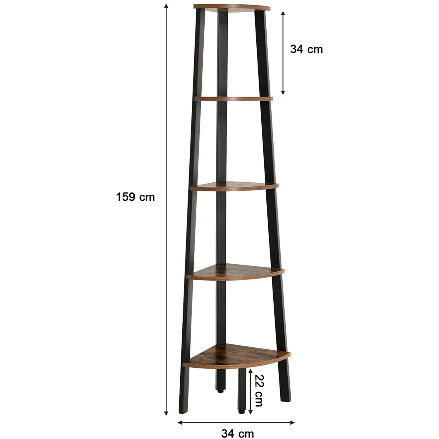 Regał 5 Półek Rustykalny Brąz MEBLIVA Clip 32.5 x 34 x 159 cm