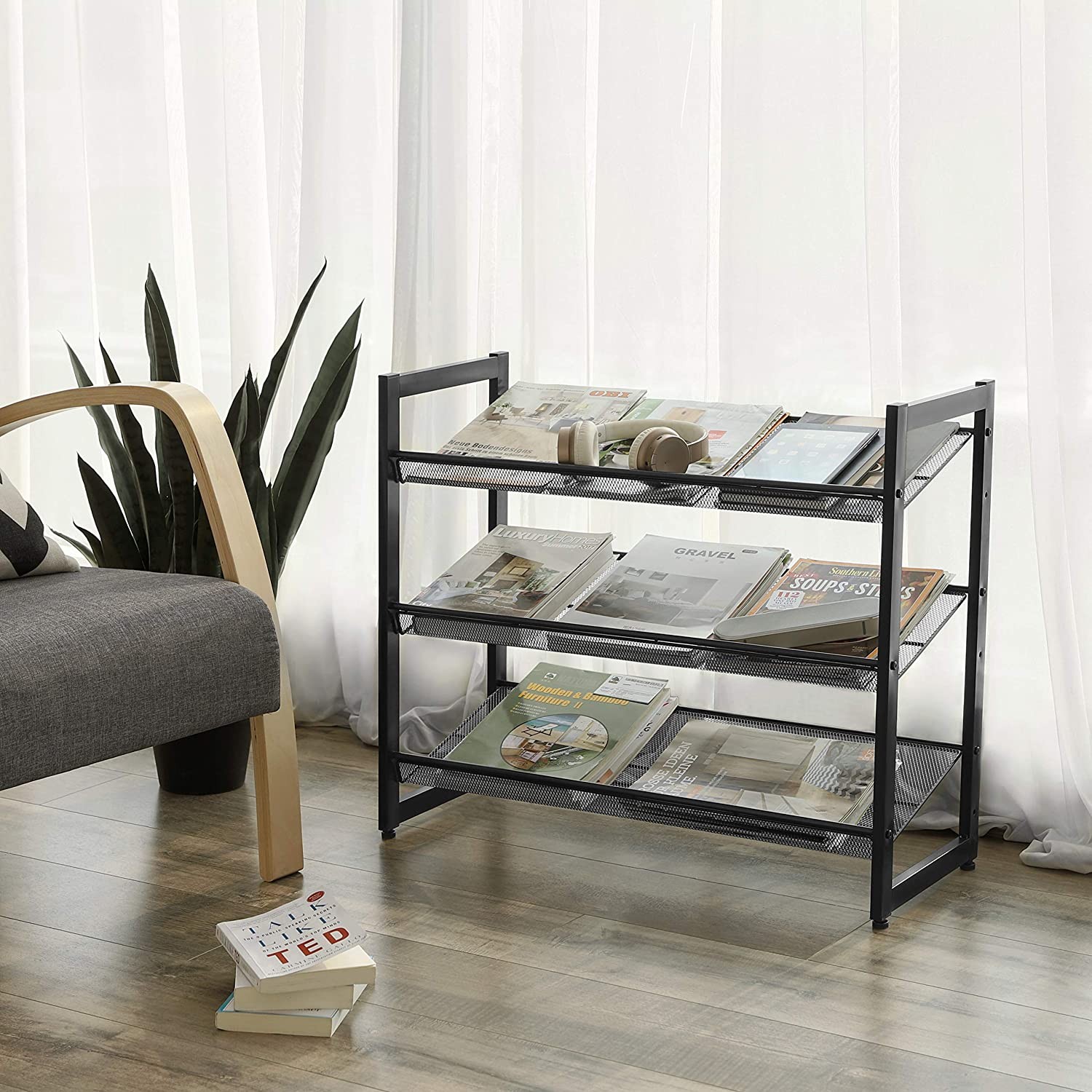 Regał MEBLIVA Sudi Metalowy 74 x 30.7 x 62.8 cm - Czarny