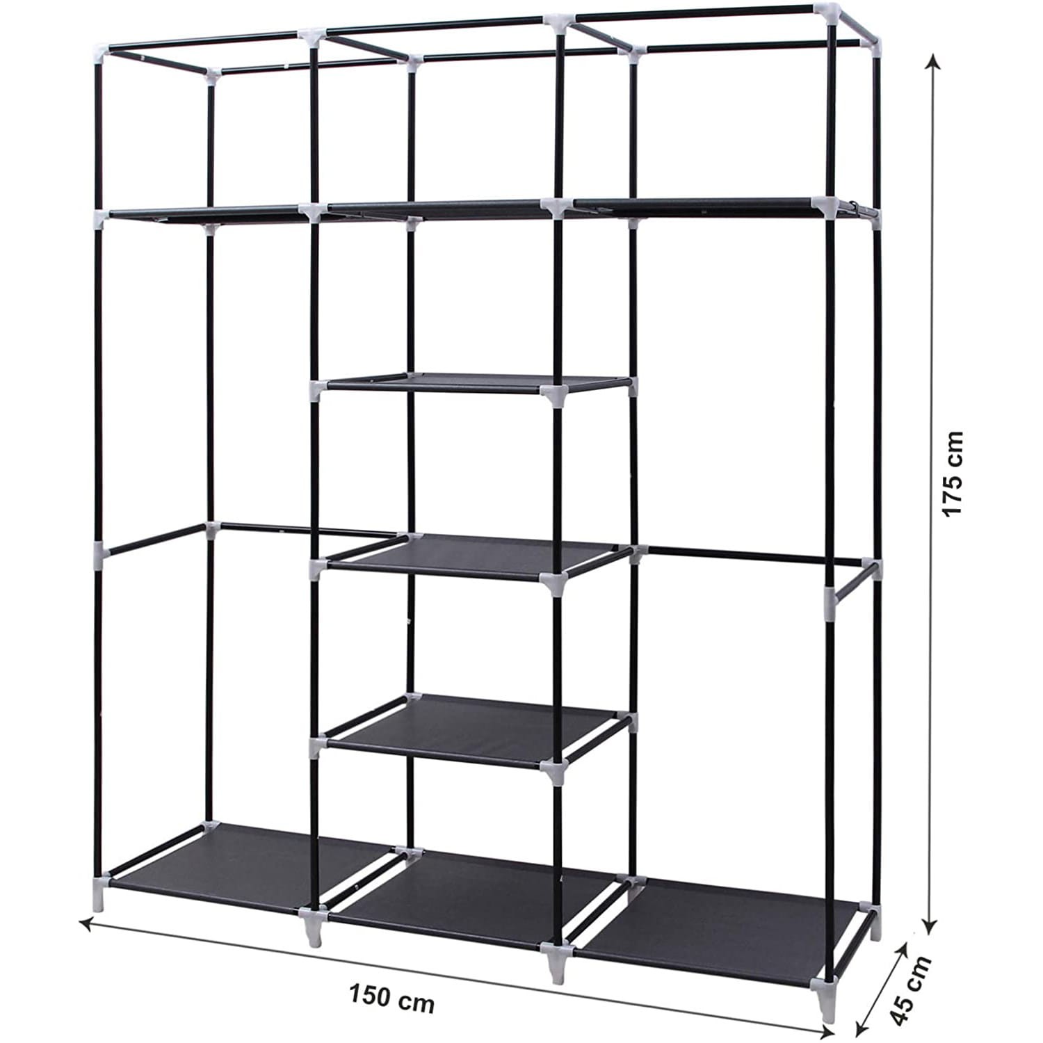 Szafa Ubraniowa Metalowa MEBLIVA Nafur 150 x 45 x 175 cm - Szara