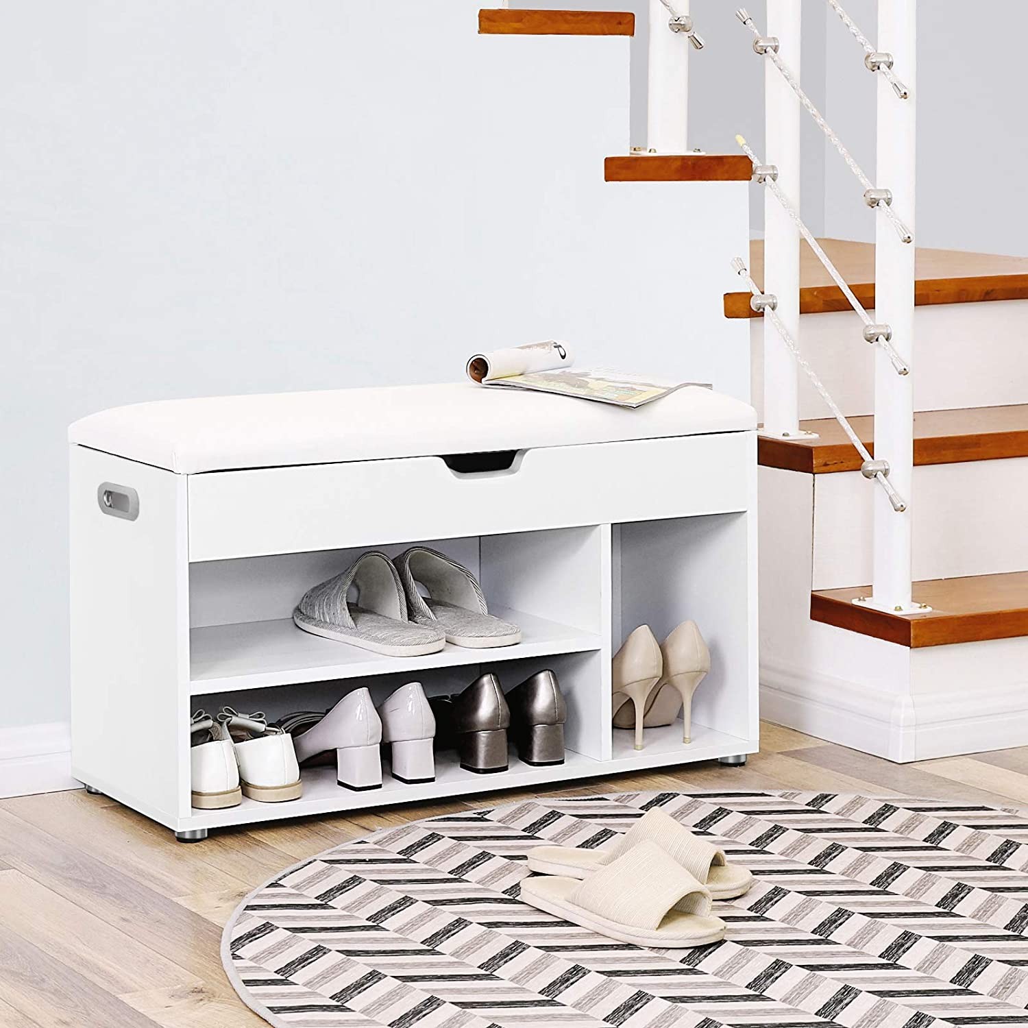 Szafka Na Buty MEBLIVA Sudi 80 x 30 x 44 cm Płyta Wiórowa - Biała