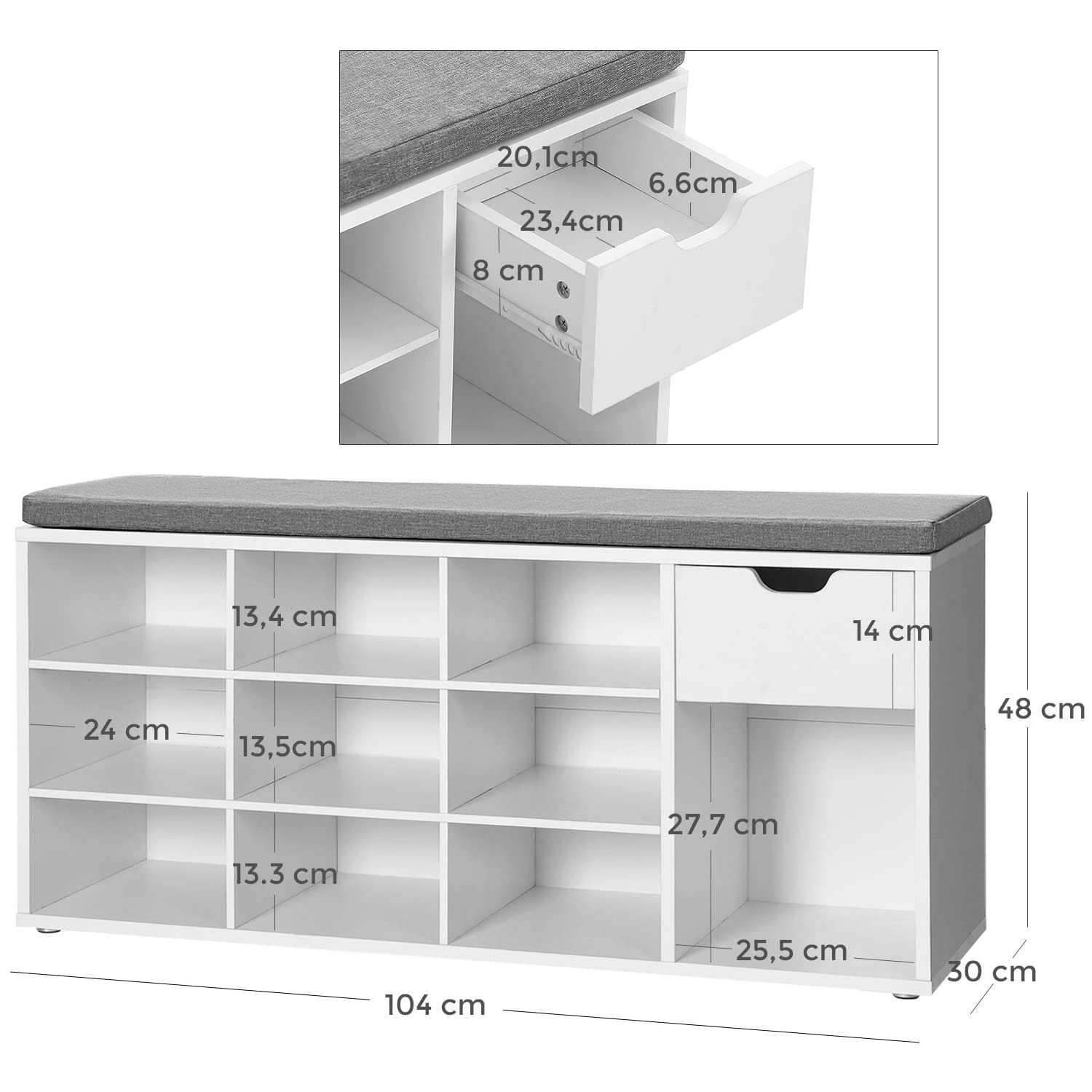 Szafka Na Buty Z Płyty Wiórowej MEBLIVA Sudi 104 x 30 x 48 cm - Biała
