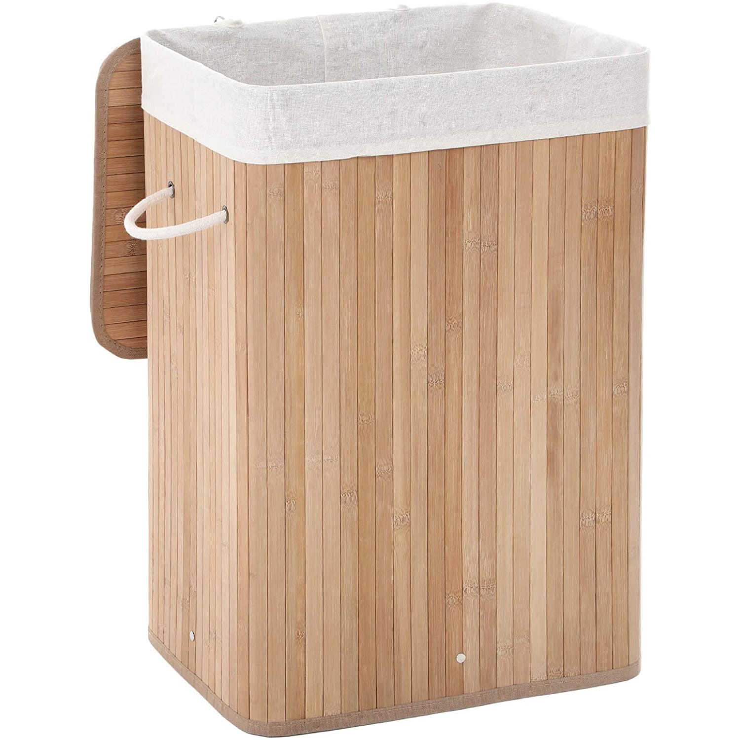 Kosz Na Pranie Bambusowy Naturalny SELLTEO Reggio 40 x 30 x 60 cm