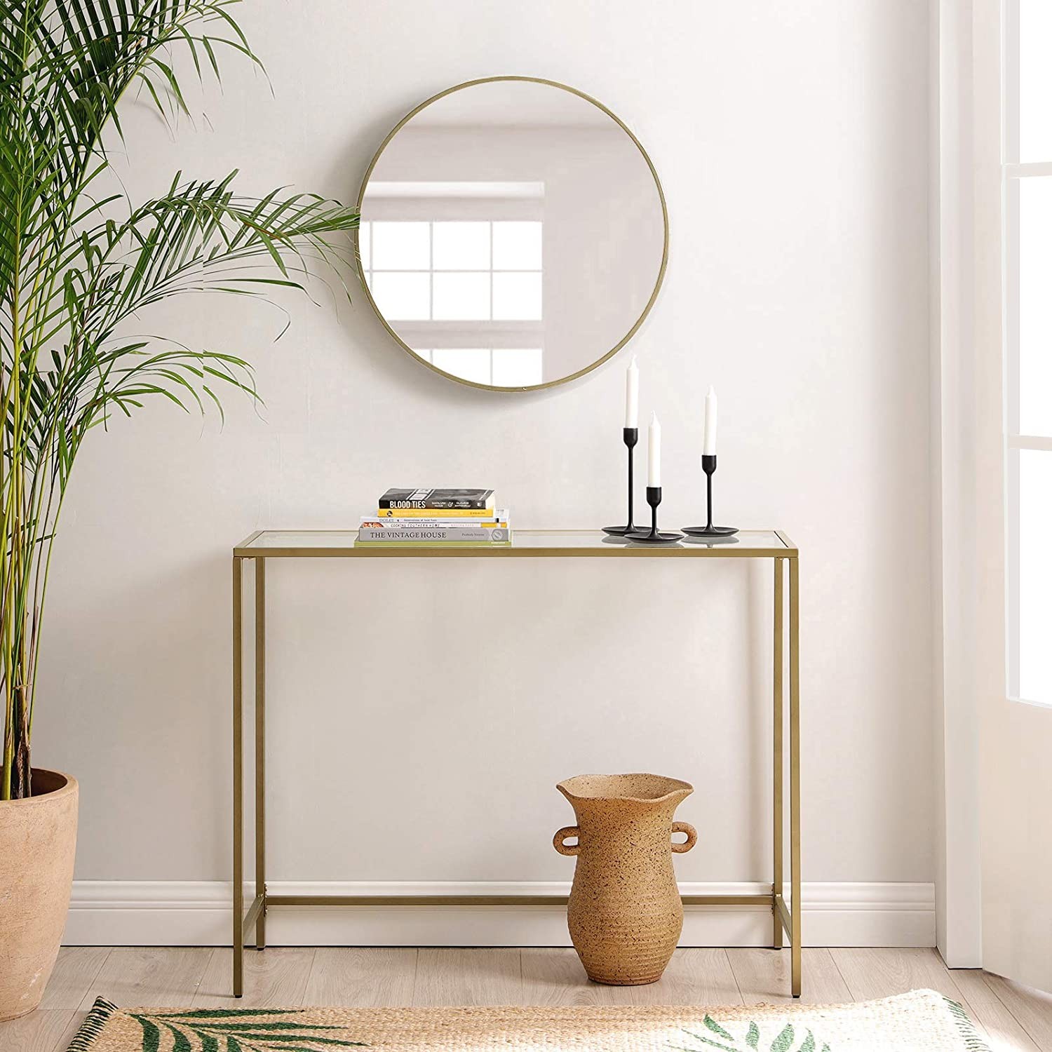 Konsola Salonowa Metalowa 100 x 35 x 80 cm - Złota