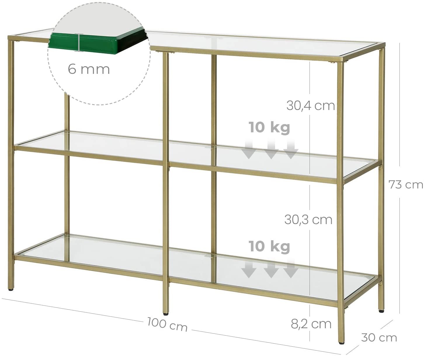 Konsola Metalowa 100 x 30 x 73 cm Leobert LGT27G - Złota