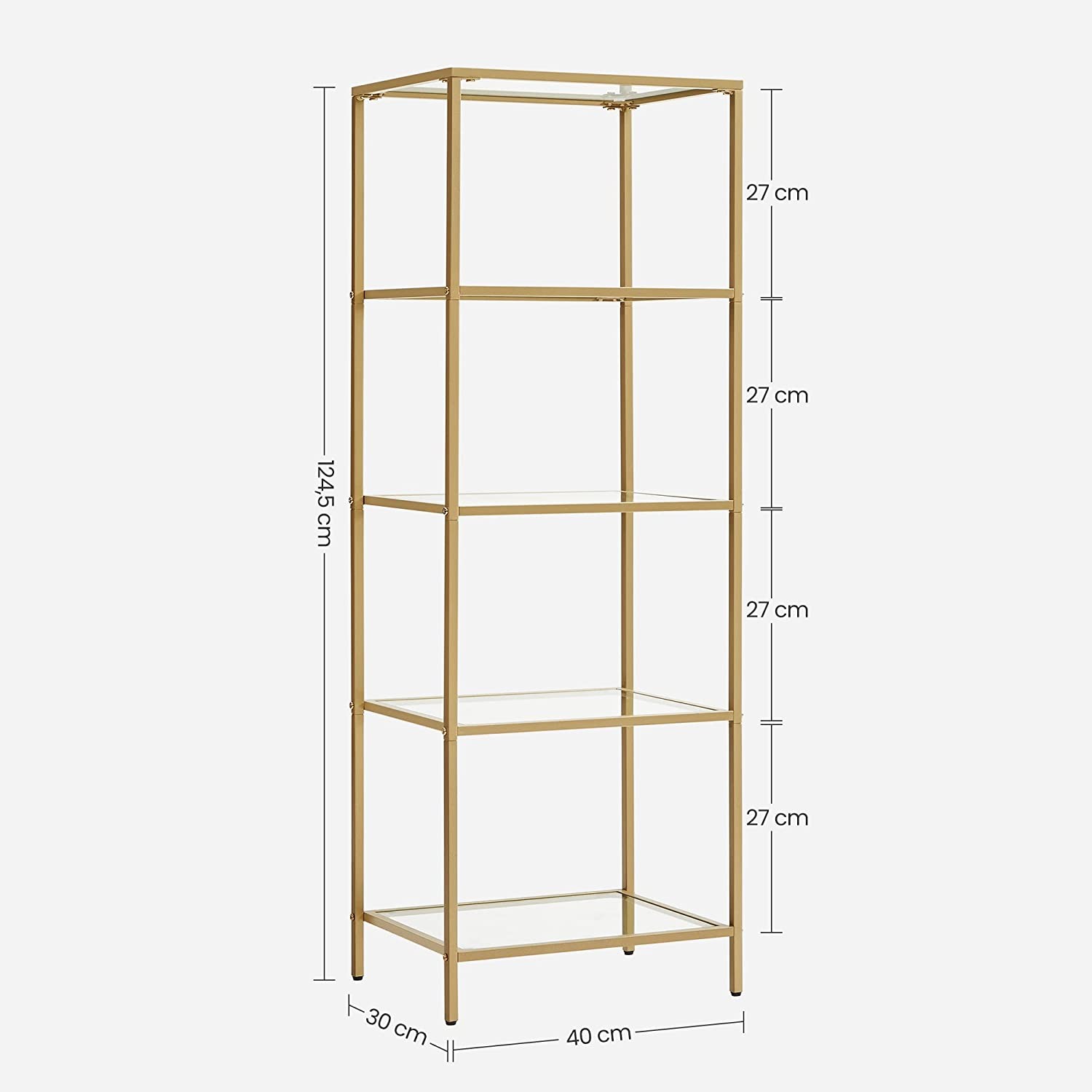 Regał MEBLIVA Clip Stalowy 40 x 30 x 124.5 cm - Złoty