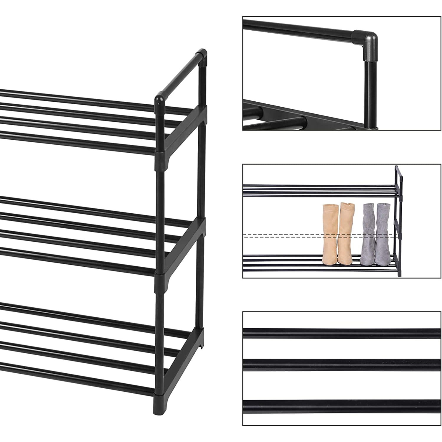 Szaflka Na Buty MEBLIVA Sudi Stalowa 92 x 30 x 55 cm - Czarna
