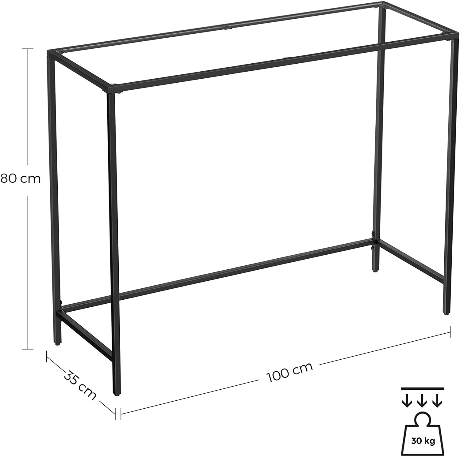 Konsola Metalowa 100 x 35 x 80 cm - Czarna