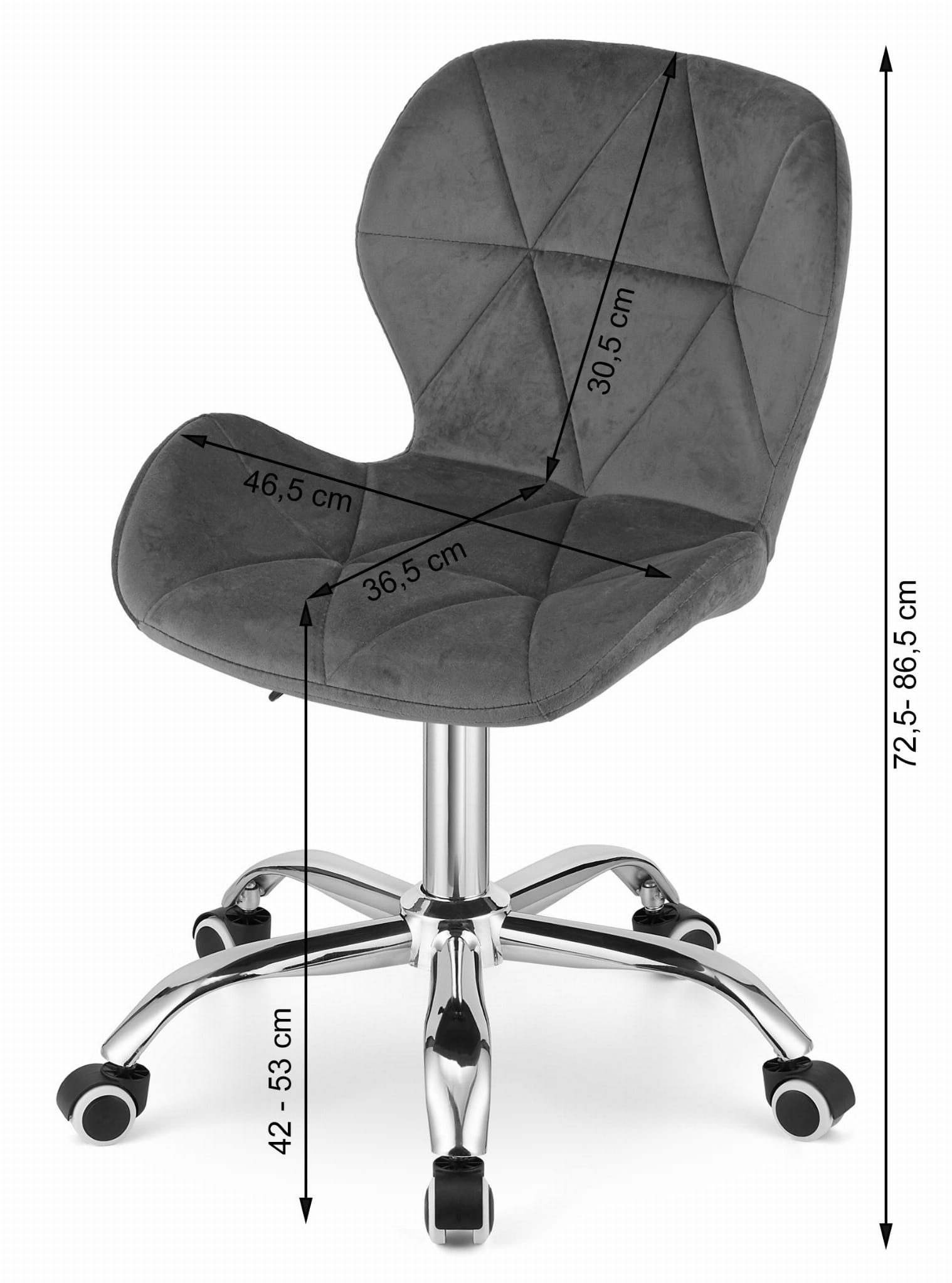 Krzesło Obrotowe MEBLIVA Seal Welurowe 53.5 x 55 x 86.5 cm - Czarne
