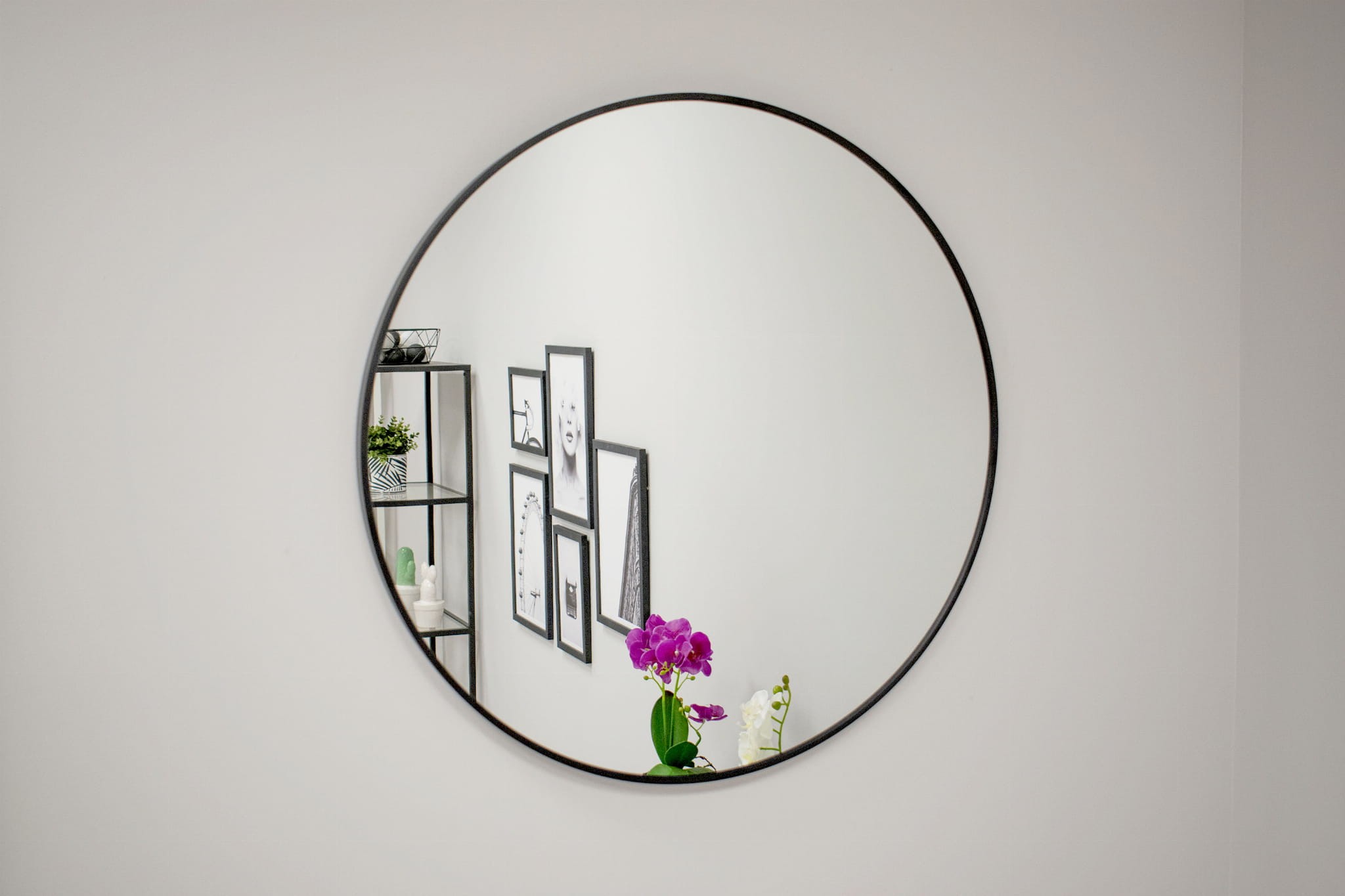 Lustro Ścienne Okrągłe MEBLIVA Relul 70 cm - Czarne