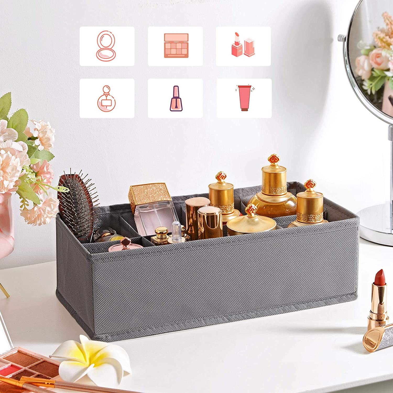 Organizer Na Bieliznę Szufladowy SELLTEO Bolir 32 x 32 x 10 cm - Szary