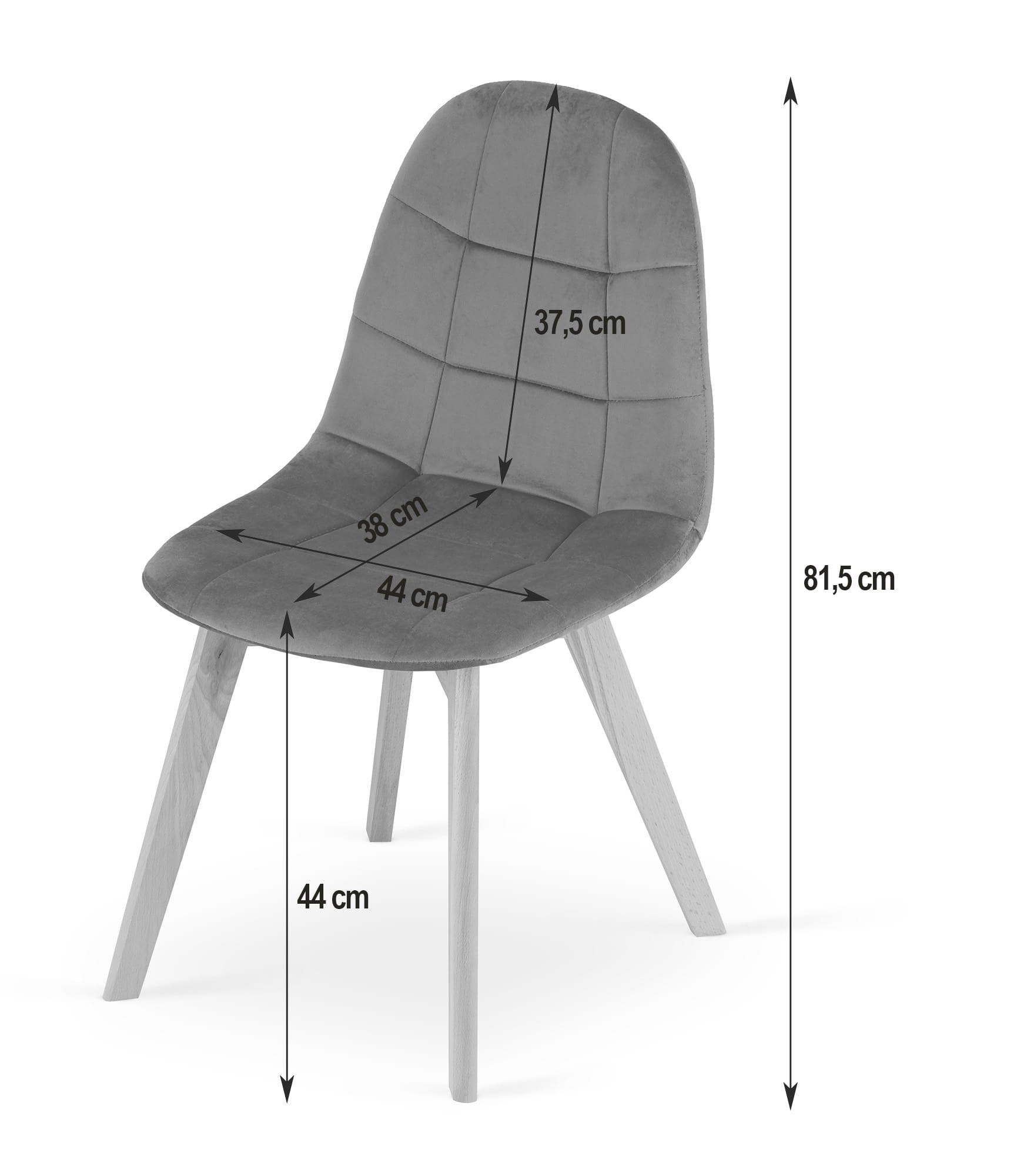 Krzesło MEBLIVA Almeria Welurowe 44.5 x 54 x 81.5 cm - Czarne