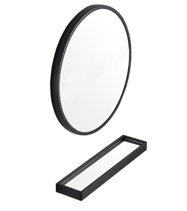 Lustro Ścienne Okrągłe MEBLIVA Fodun 60 cm - Czarne