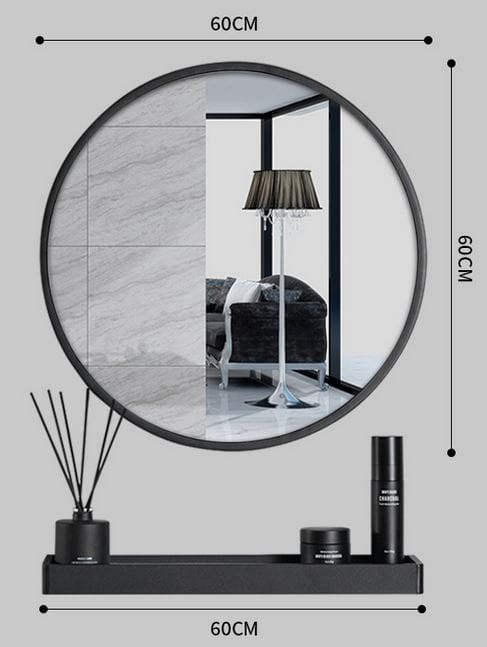 Lustro Ścienne Okrągłe MEBLIVA Fodun 60 cm - Czarne
