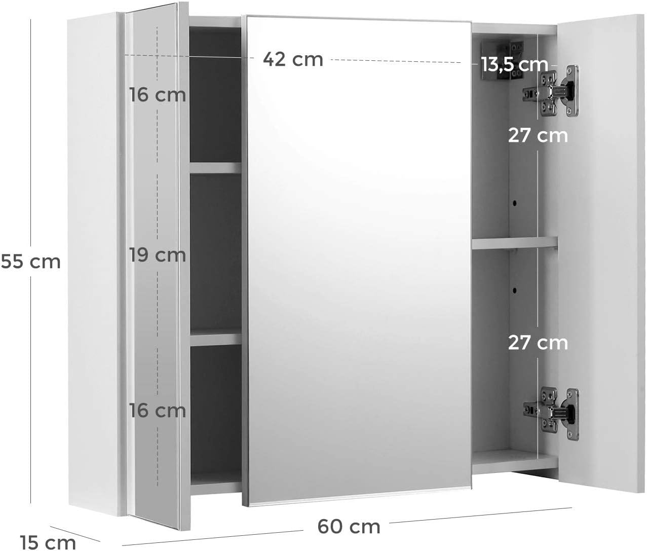 Szafka Łazienkowa MEBLIVA Nelcu MDF 60 x 15 x 55 cm - Biała