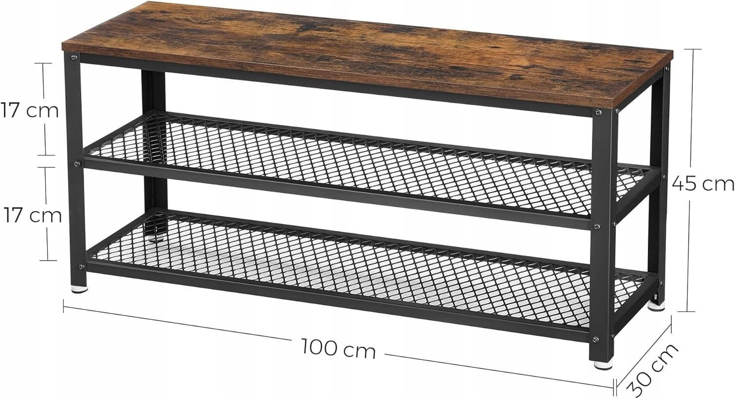 Szafka Na MEBLIVA Sudi 100x30x45 cm Płyta Wiórowa Rustykalny Brąz